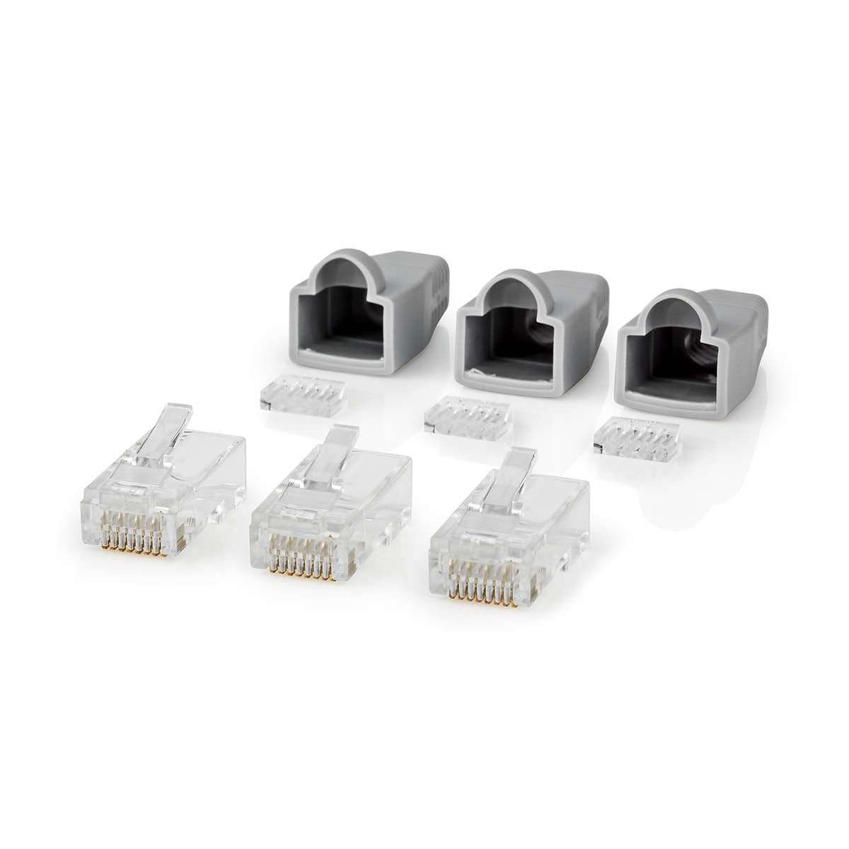 RJ45 connector | Male | Solid UTP CAT6 | Straight | Gold Plated | 10 pieces. | PVC | Gray | Box