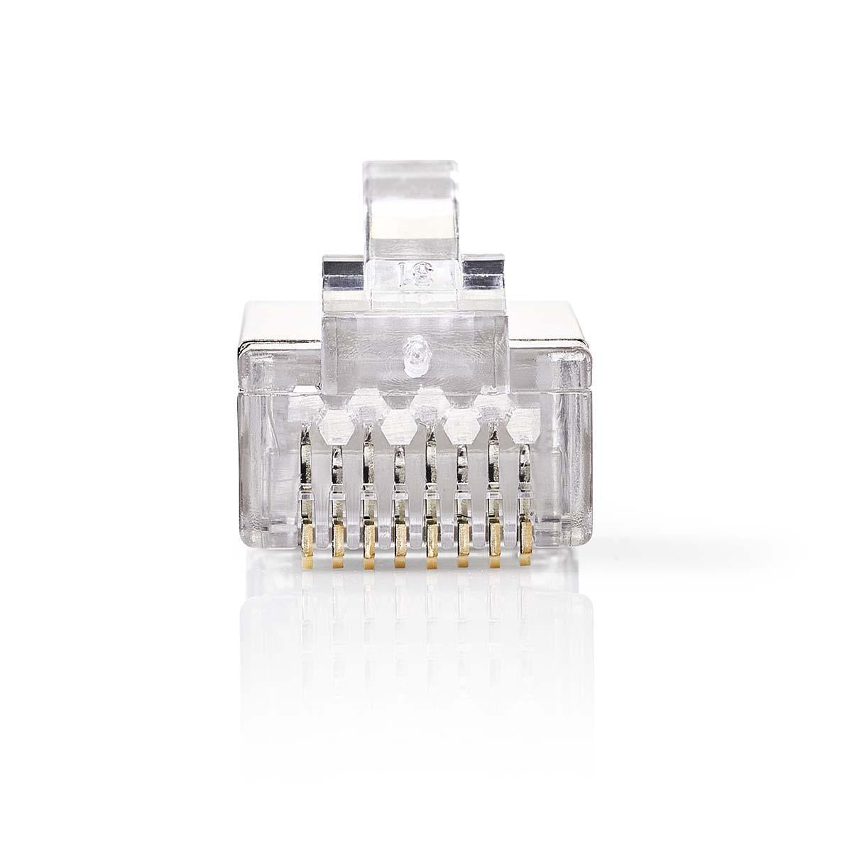 RJ45 connector | Male | Solid UTP CAT6 | Straight | Gold Plated | 10 pieces. | PVC | Transparent | Plastic bag