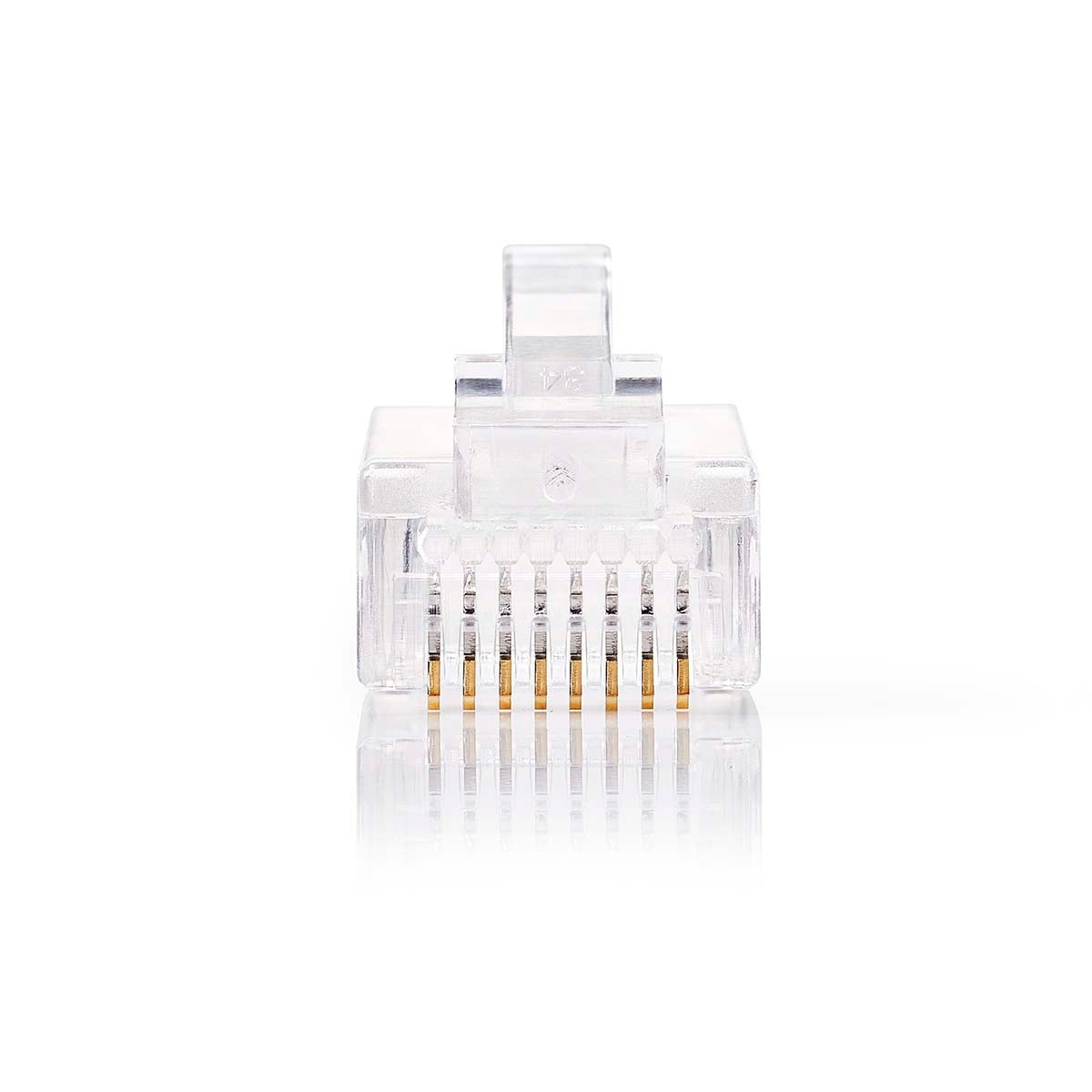 RJ45 connector | Male | Stranded UTP CAT5 | Straight | Gold Plated | 10 pieces. | PVC | Transparent | Box