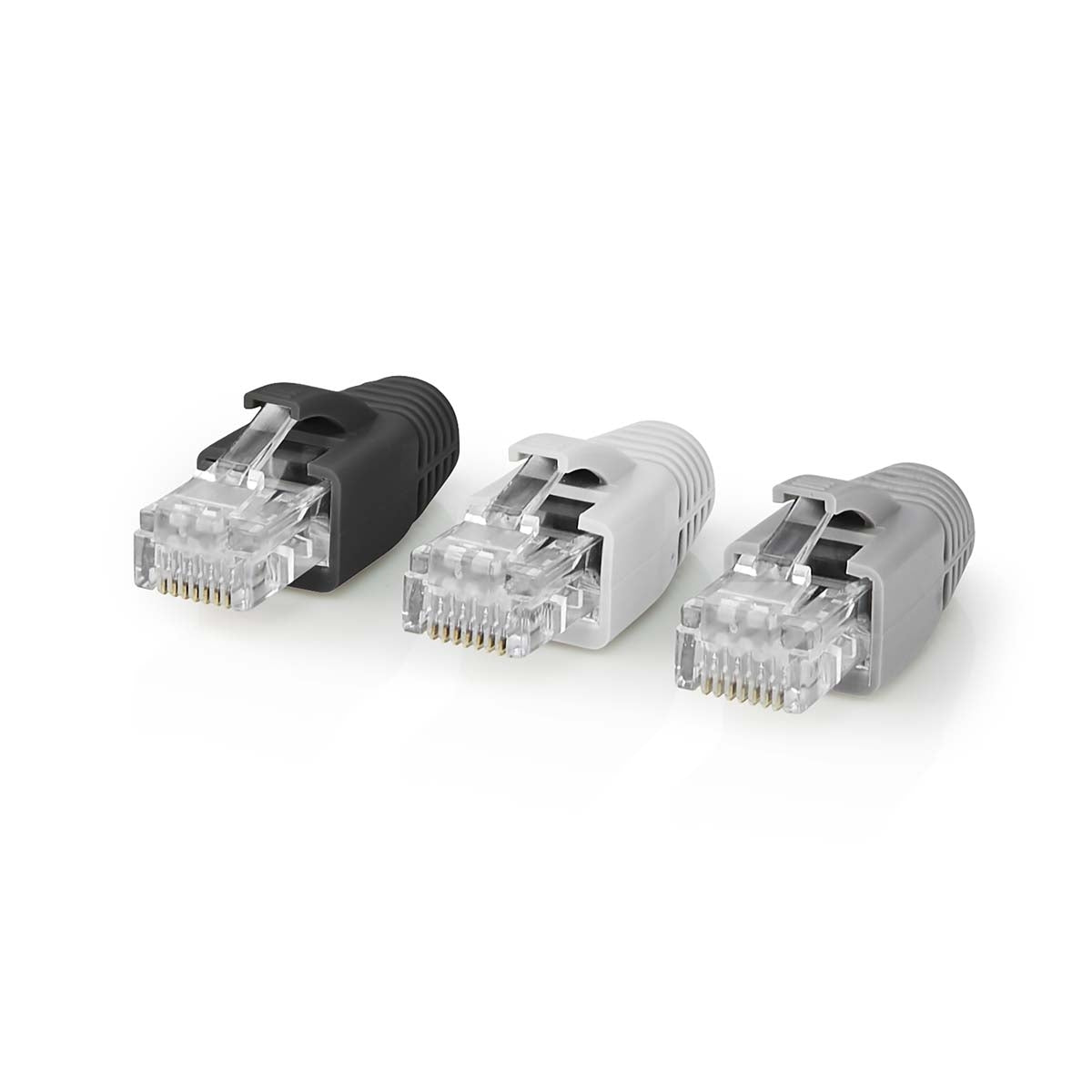 RJ45 connector | RJ45 Pass Through | Solid/Stranded UTP CAT6 | Straight | Gold Plated | 10 pieces. | PVC | Grey/Black/White | Box