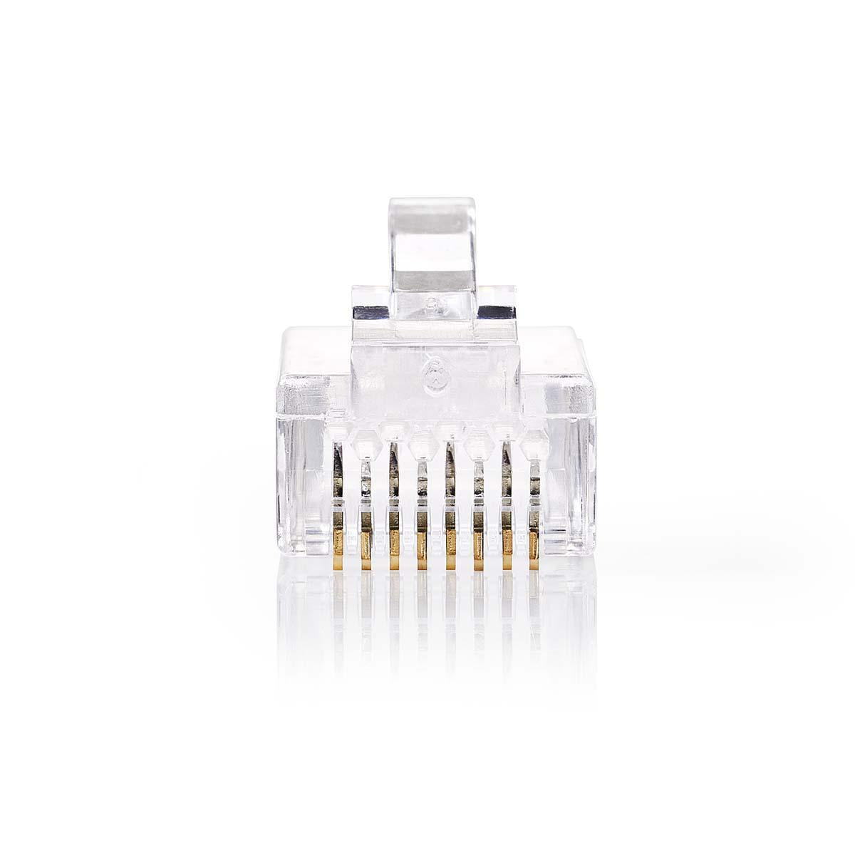 RJ45 connector | RJ45 Pass Through | Stranded UTP CAT5 | Straight | Gold Plated | 10 pieces. | PVC | Transparent | Plastic bag
