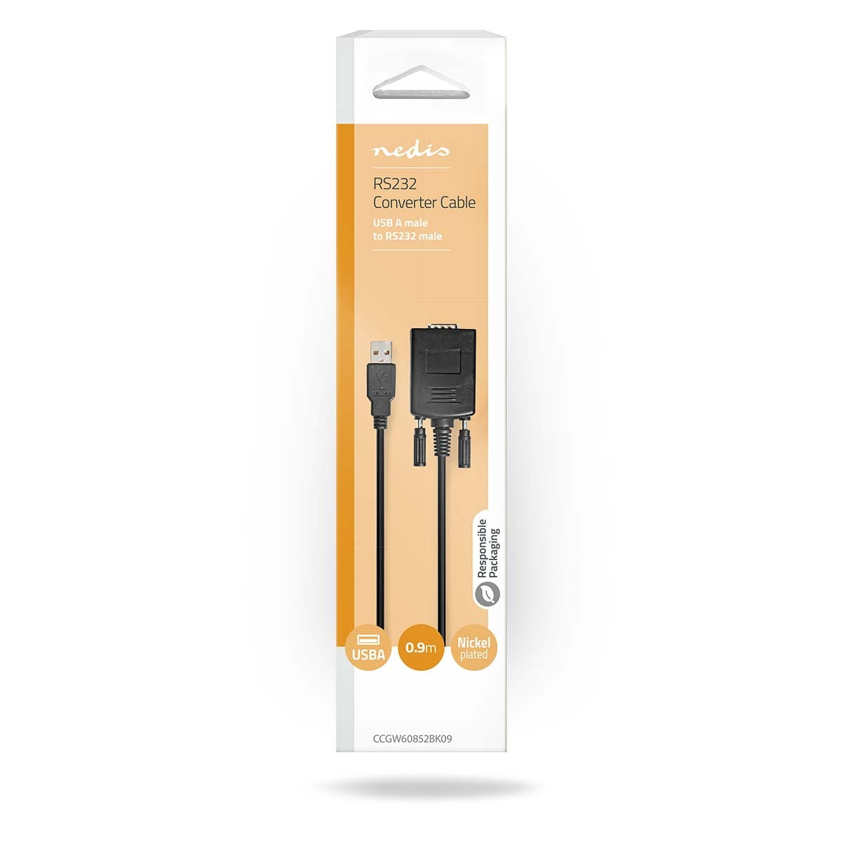 RS232 Converter | USB-A Male | RS232 | Nickel Plated | 0.90 m | Round | PVC | Black | Box