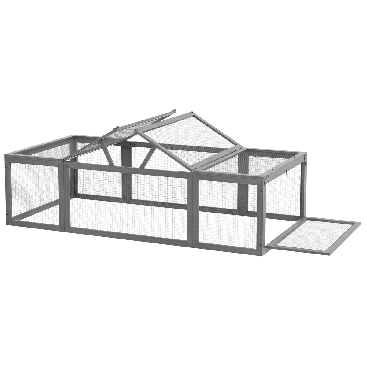 Rabbit Hutch Rabbit Hutch Made of Fir Wood Winterproof Rabbit Cage with Hinged Roof 180 x 90 x 48 cm Rabbit Cage Outdoor Small Animal Hutch for Small Animals Rabbits Guinea Pigs Gray