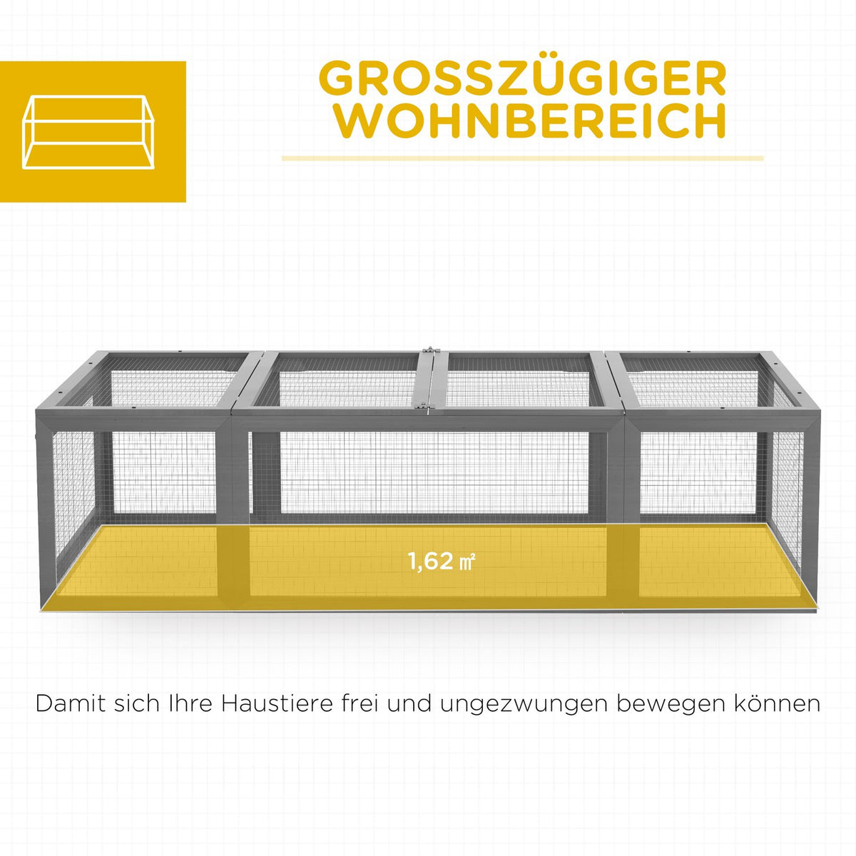 Rabbit Hutch Rabbit Hutch Made of Fir Wood Winterproof Rabbit Cage with Hinged Roof 180 x 90 x 48 cm Rabbit Cage Outdoor Small Animal Hutch for Small Animals Rabbits Guinea Pigs Gray