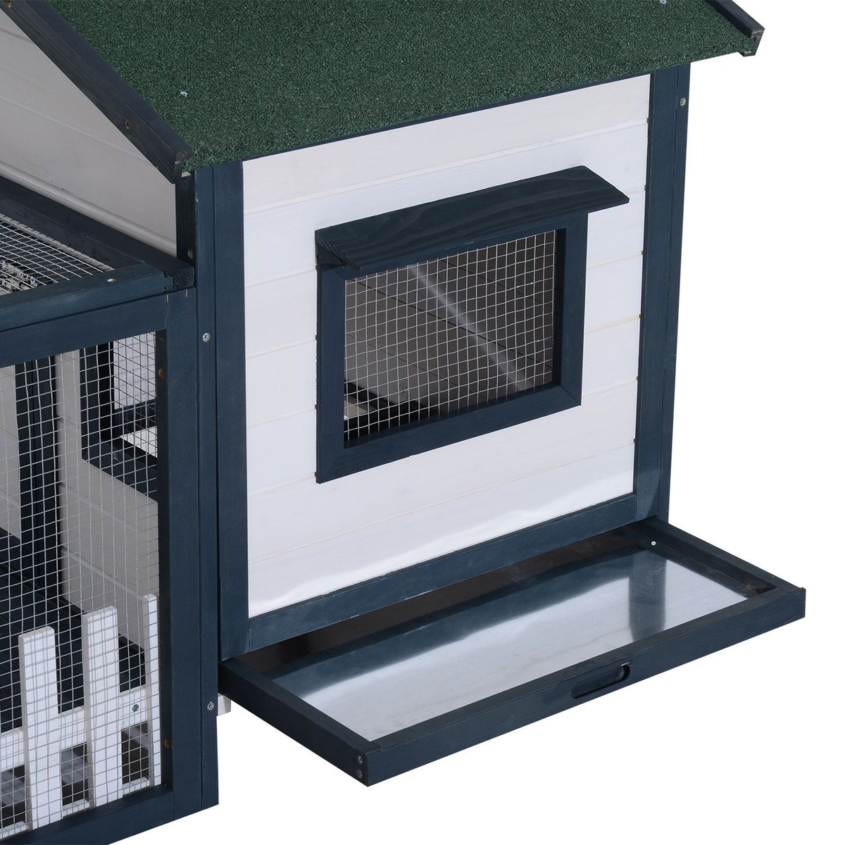 Rabbit Hutch Small Animal Cage 151 X 78 X 84.5 Cm With Outdoor Enclosure Ramp Green White