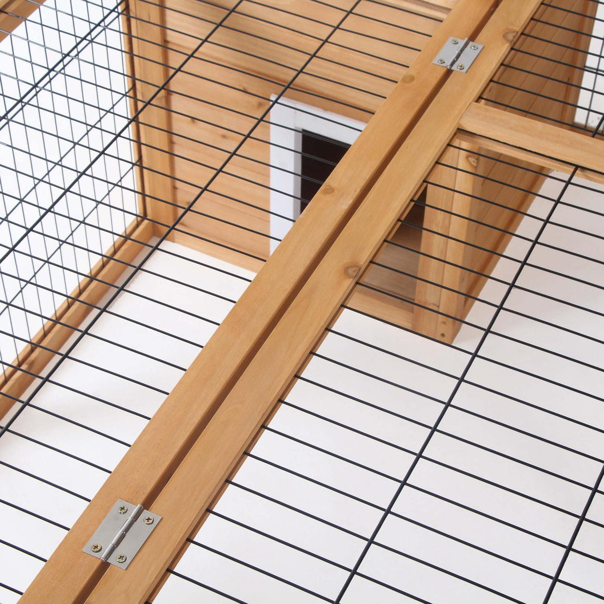 Rabbit Hutch Small Animal Enclosure 123 X 120 X 52 Cm With Opening Roof With Outdoor Enclosure Made Of Natural Fir Wood
