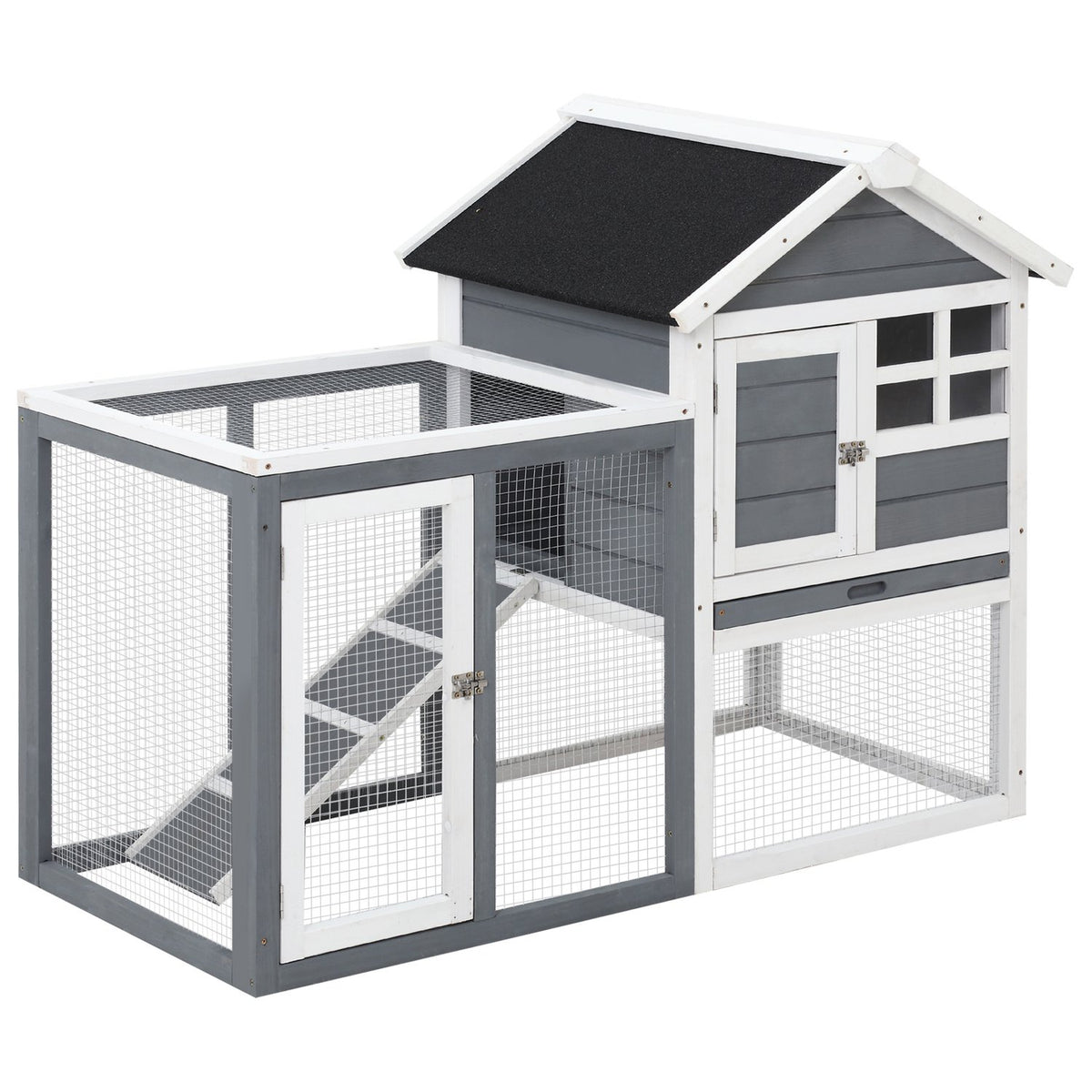 Rabbit Hutch Small Animal Hutch 122X62.6X92Cm Small Animal House Dwarf Rabbit Hutch Removable Floor Tray And Ramp