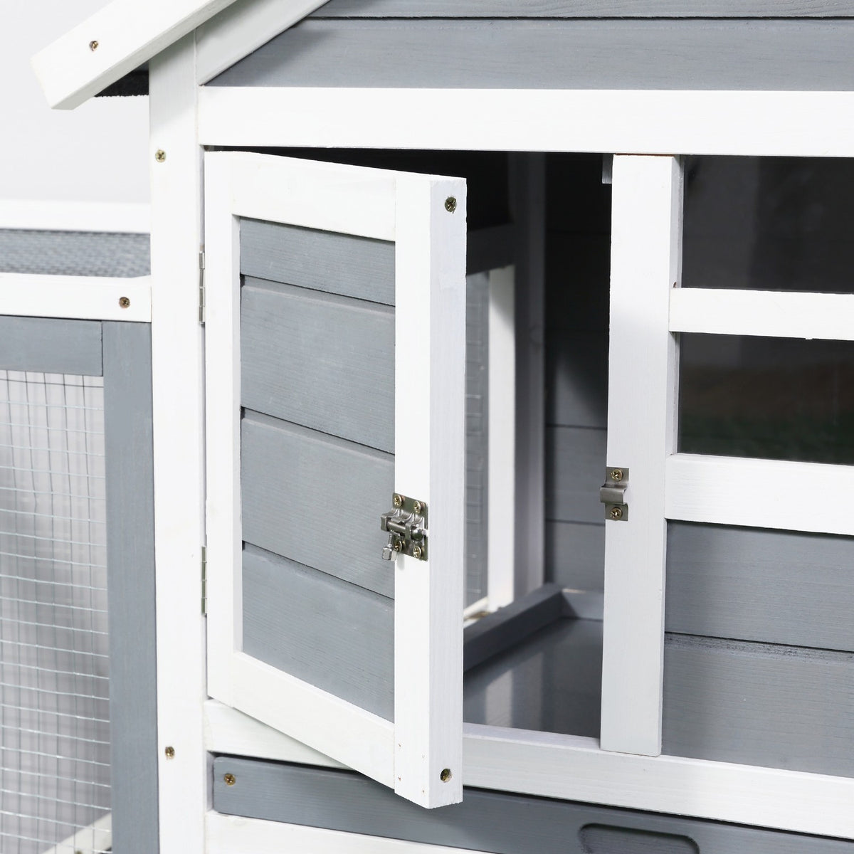 Rabbit Hutch Small Animal Hutch 122X62.6X92Cm Small Animal House Dwarf Rabbit Hutch Removable Floor Tray And Ramp