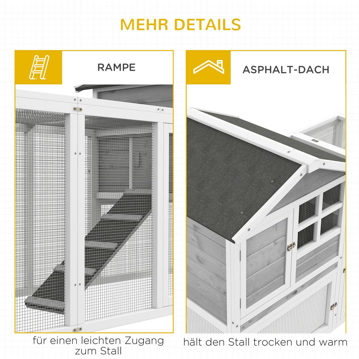 Rabbit Hutch Small Animal Hutch Made Of Wood Rabbit House With Outdoor Enclosure, Ramp, Small Animal House With Floor Tray, Small Animal Cage Gray