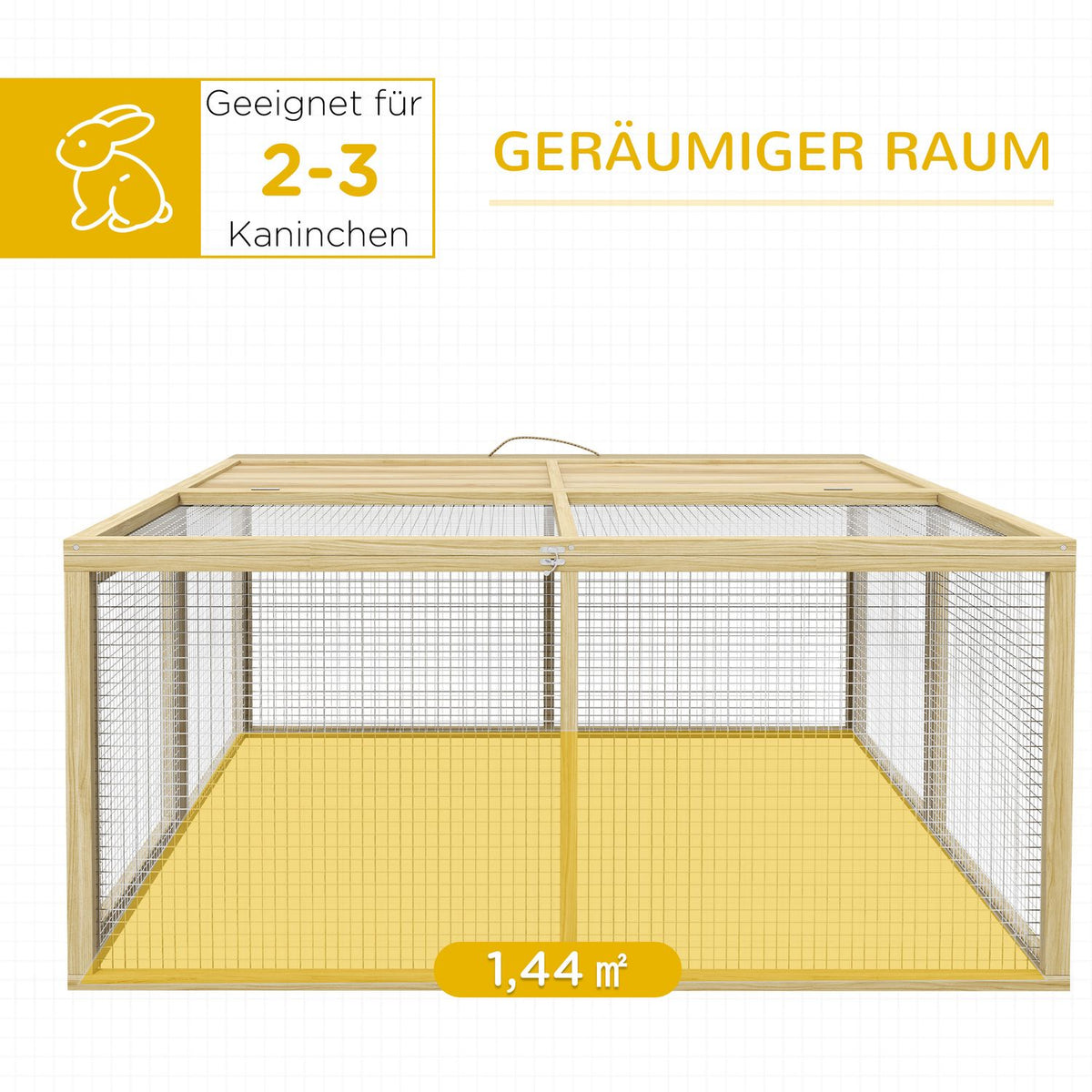 Rabbit Hutch Wooden Foldable Small Animal Hut Outdoor Run Open Roof Guinea Pig Natural 120X120X57Cm