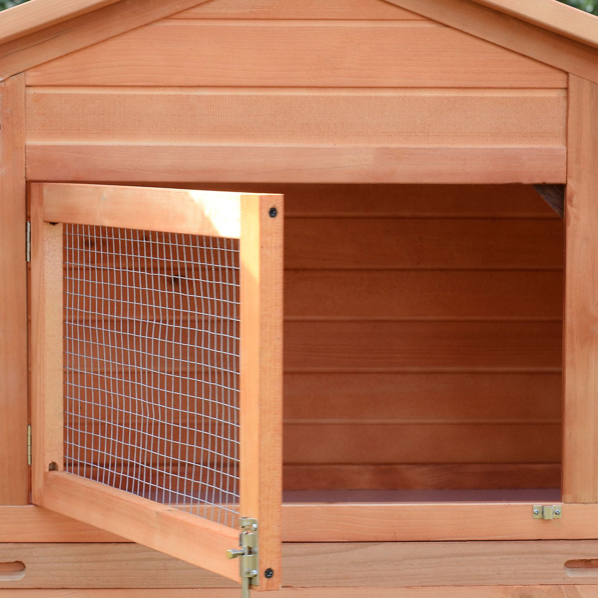 Rabbit Hutch Xxl With Outdoor Enclosure Spacious Rabbit Cage, Fir Wood & Metal Wire, 100X68X59Cm