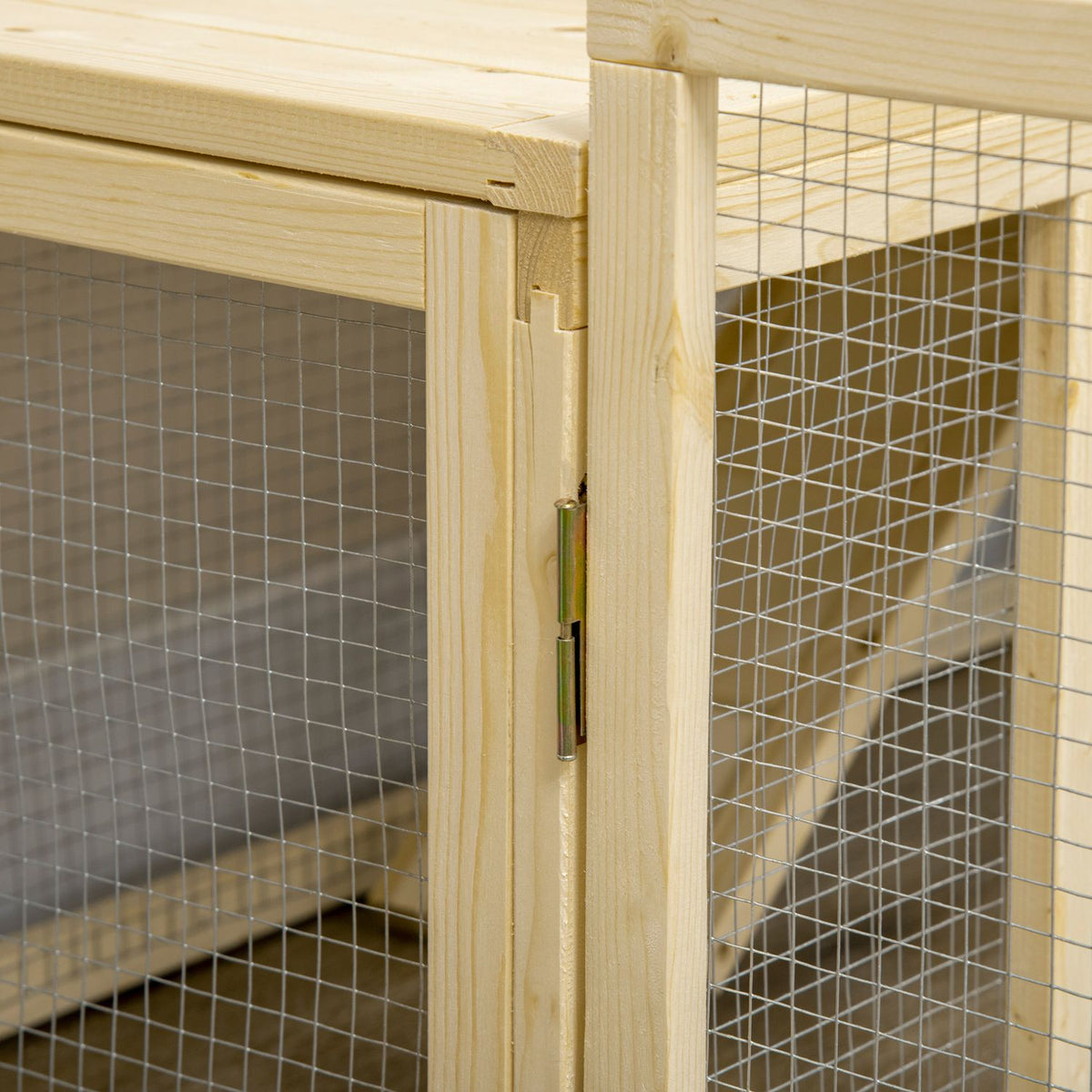 Rabbit hutch wooden small animal hutch outdoor enclosure extendable tub ramp guinea pig natural 151.5x106x97cm