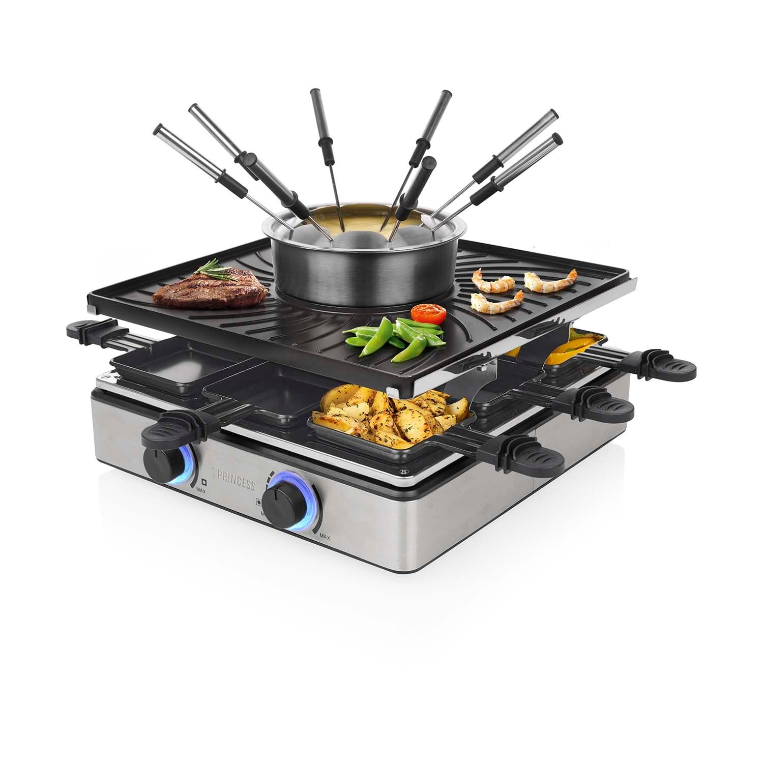 Raclette & Fondue Grill, 31x31cm, 1700W, 1.3L