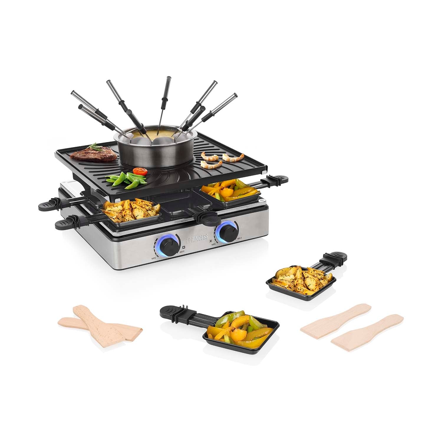 Raclette & Fondue Grill, 31x31cm, 1700W, 1.3L