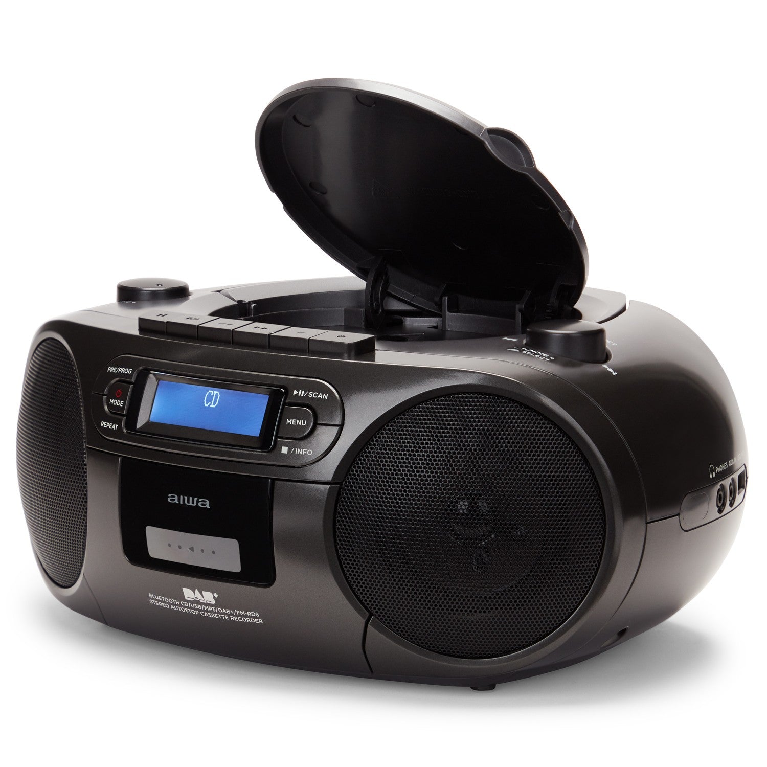 Radio with CD player, Cassette tape and Bluetooth Black