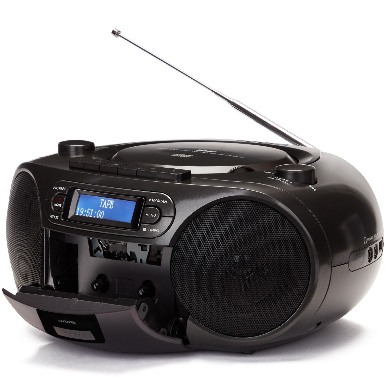 Radio with CD player, Cassette tape and Bluetooth Black