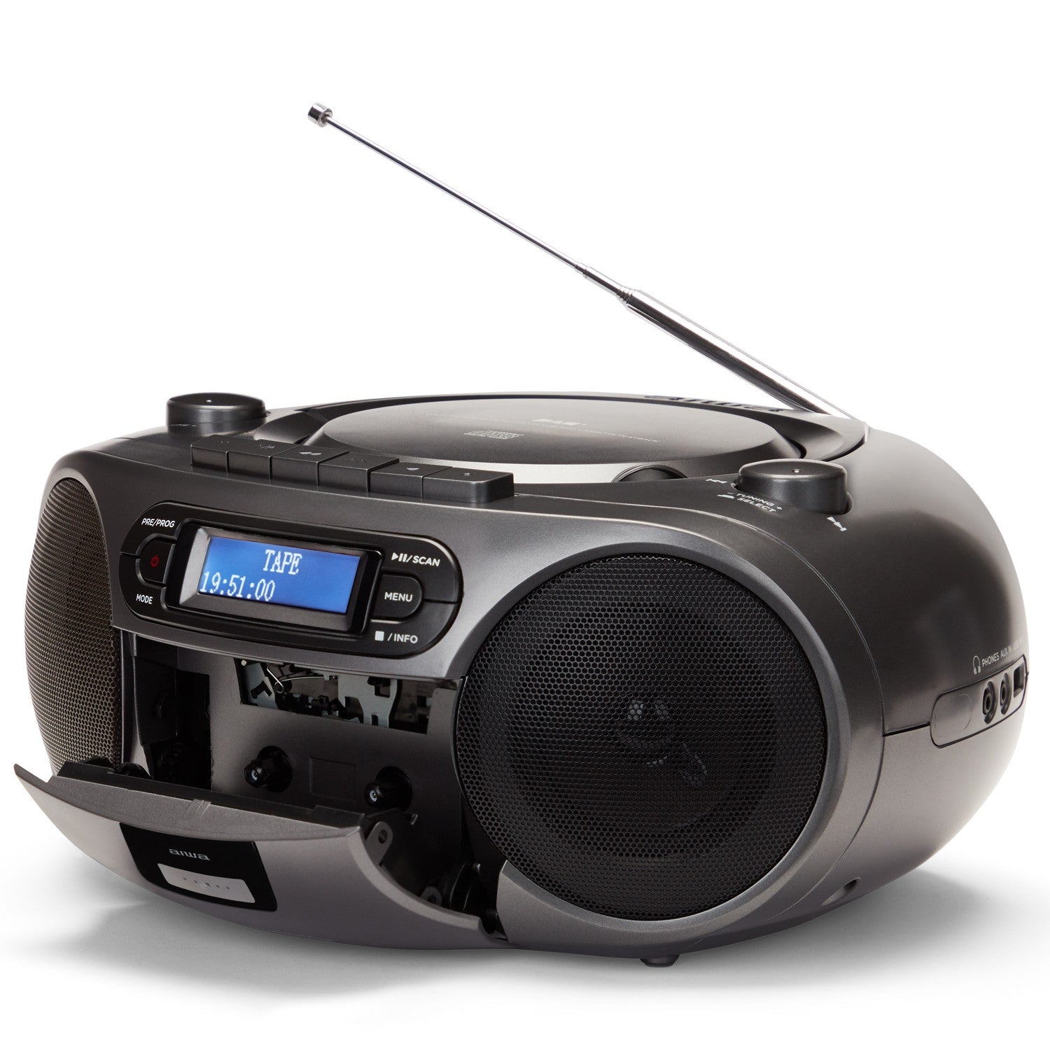 Radio with CD player, Cassette tape and Bluetooth Dark grey