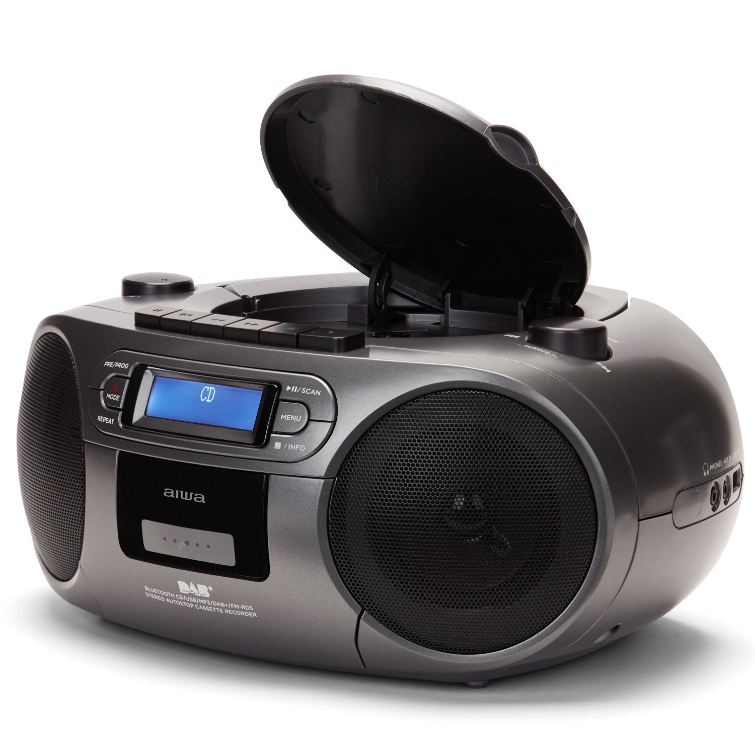 Radio with CD player, Cassette tape and Bluetooth Dark grey