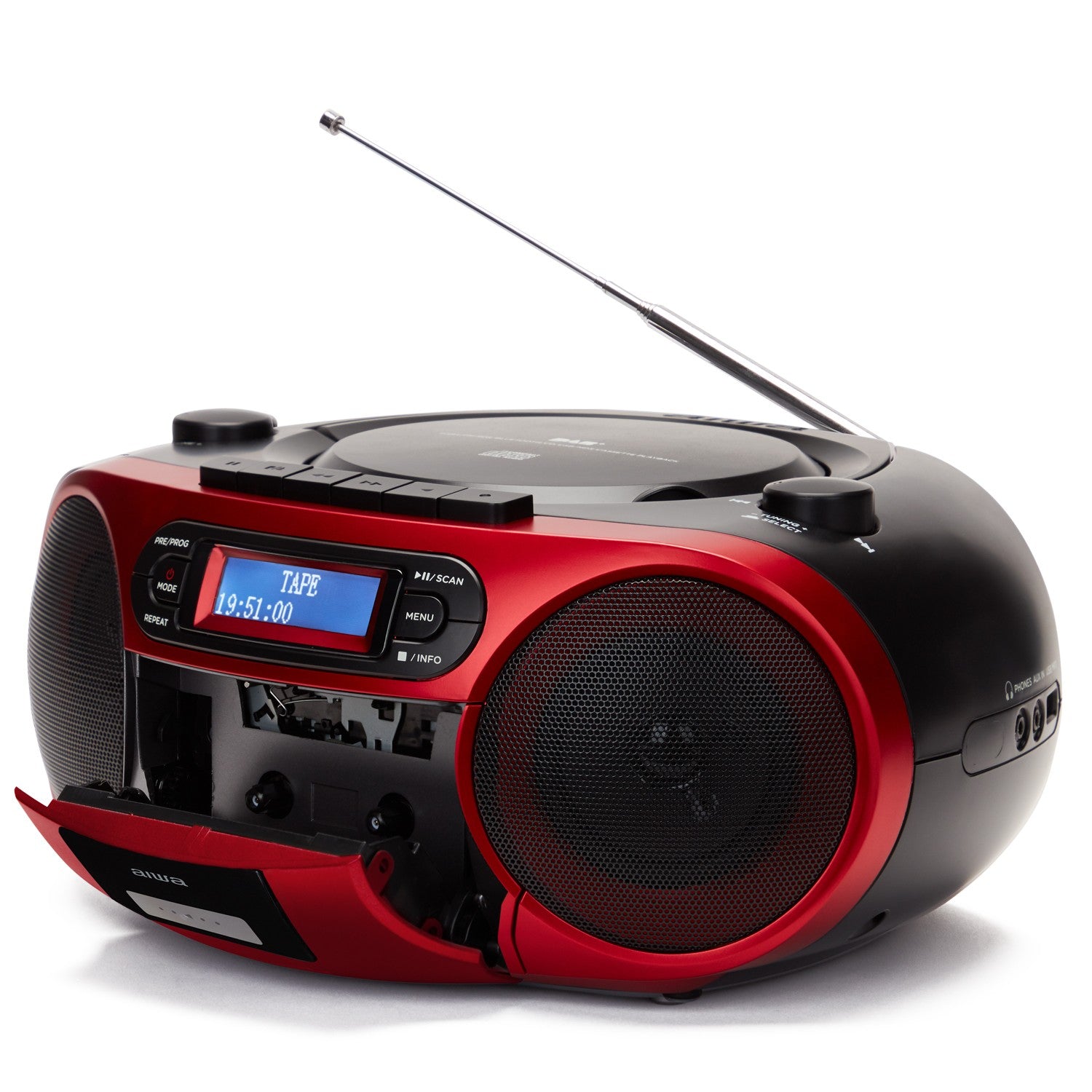 Radio with CD player, Cassette tape and Bluetooth Red