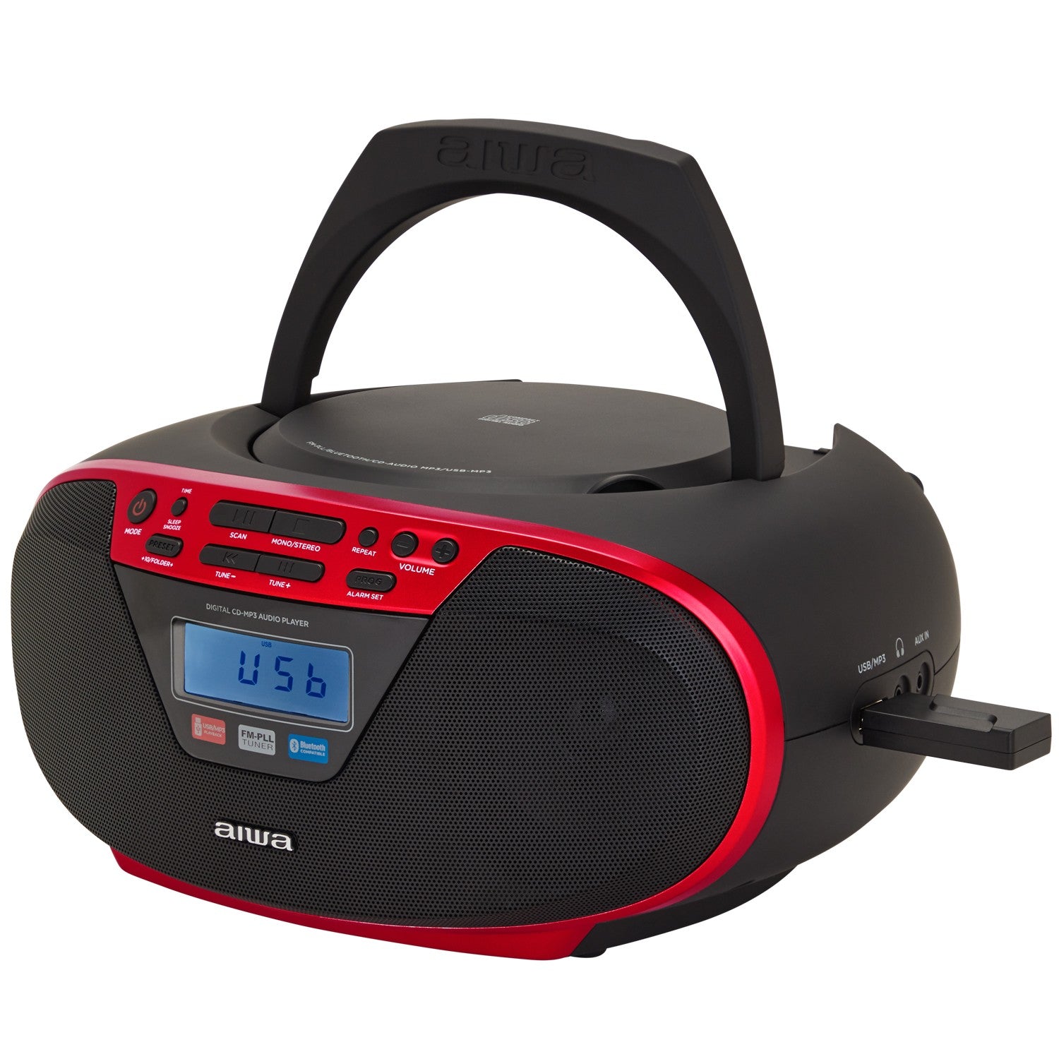 Radio with CD player and Bluetooth Red