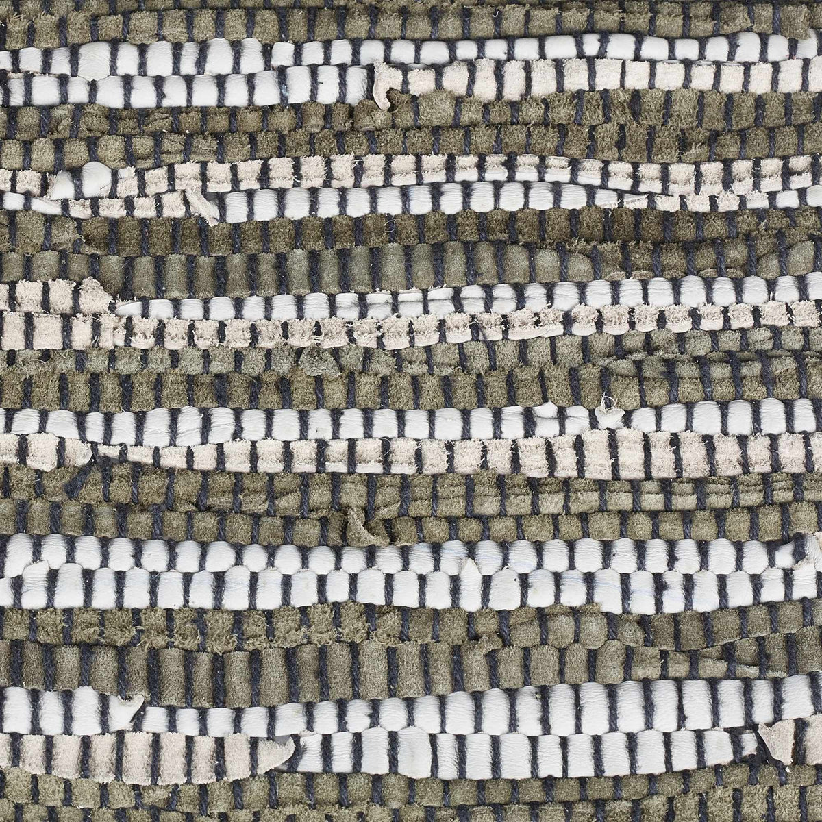 Rag rug leather & cotton striped