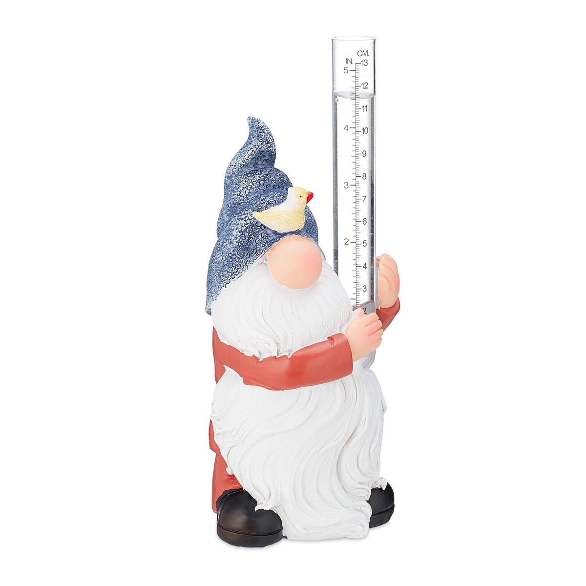 Rain gauge garden gnome