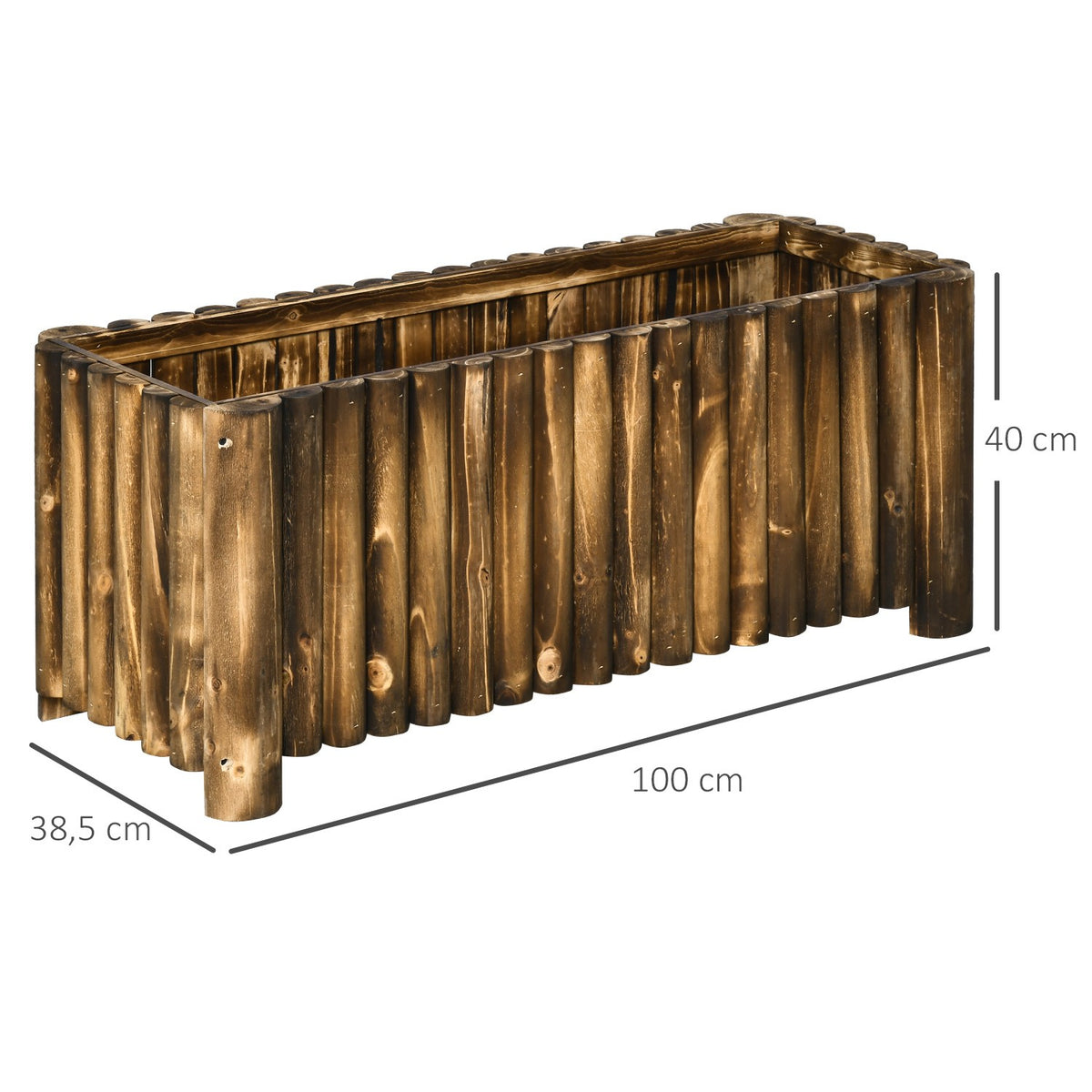 Raised Bed 100X38.5X40Cm Plant Box, Herb Bed, Vegetable & Flower Bed, Fir Wood