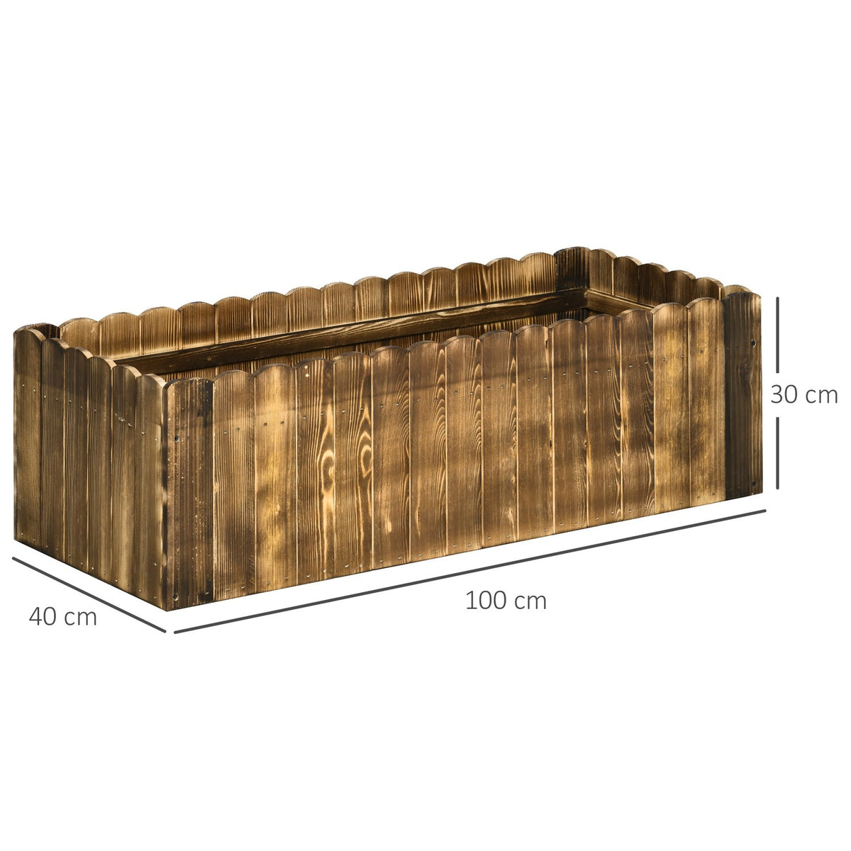 Raised Bed 100X40X30Cm Plant Box, Herb Bed, Vegetable & Flower Bed, Fir Wood