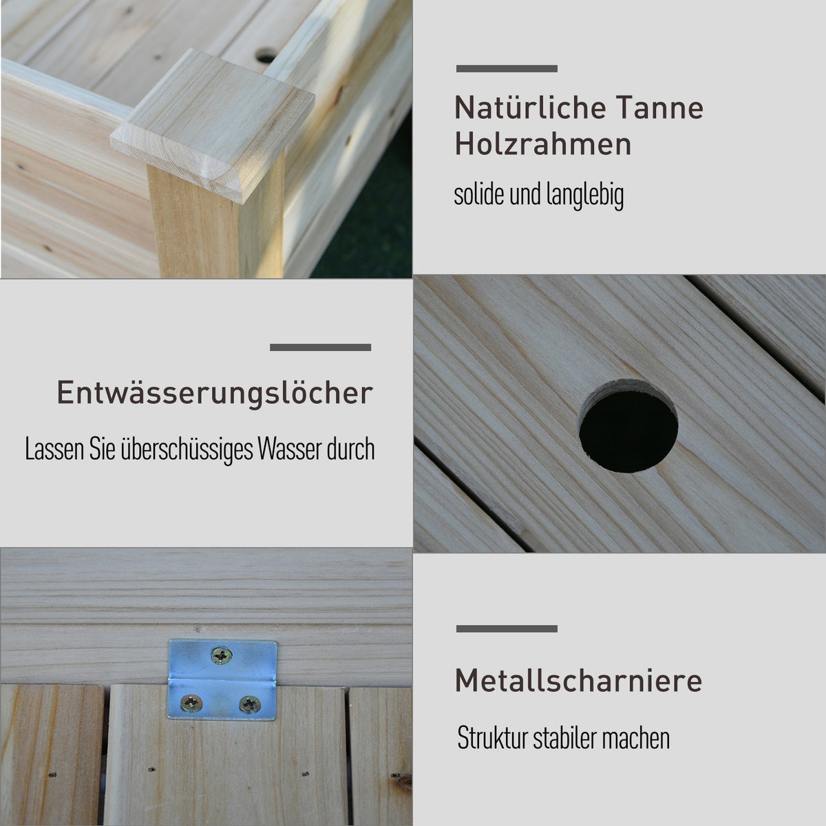 Raised Bed 2 Tier Cold Frame Herb Bed Plant Box With Drainage Holes Solid Natural Wood 115 X 114 X 76 Cm