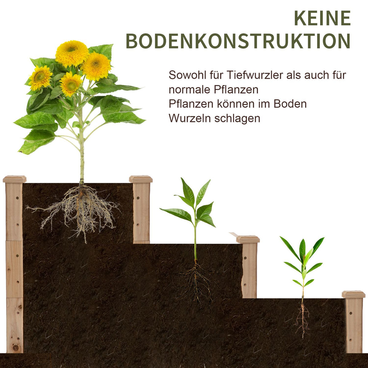 Raised Bed 3-Tier Garden Bed Plant Bed Herb Bed Flower Stairs For Balcony Garden Natural Fir Wood 124 X 124 X 56 Cm