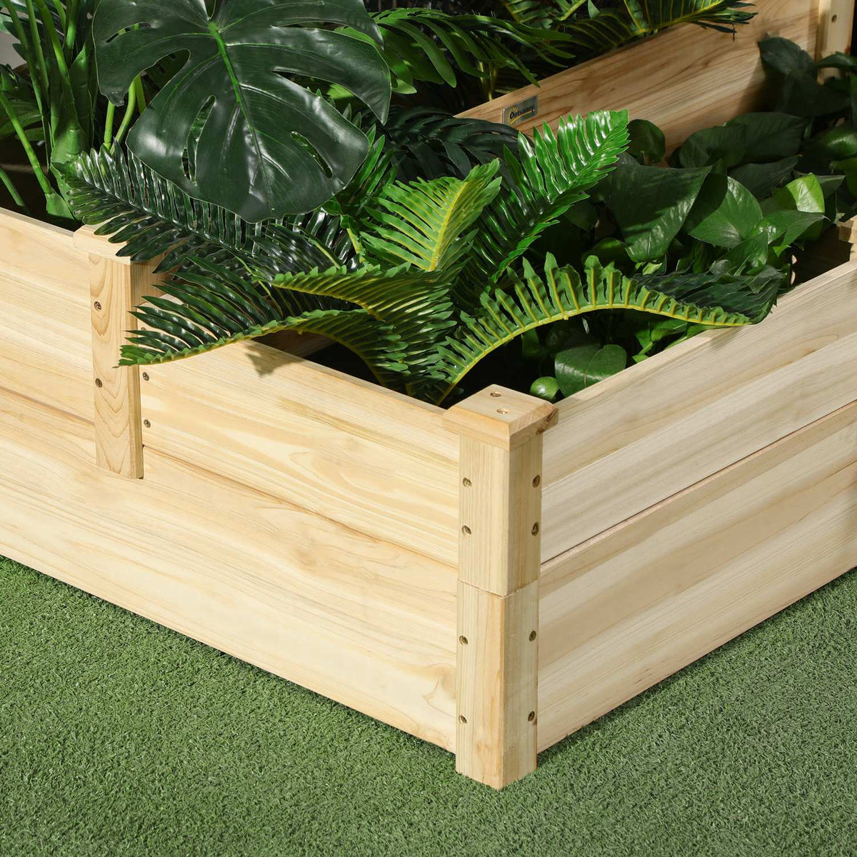 Raised Bed, 3-Tier Plant Bed, Flower Box, Herb Bed, Plant Stairs, Flower Stairs, Fir Wood, Natural