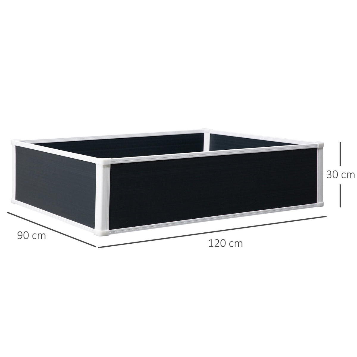 Raised Bed Flower Box Plant Box With Drainage For Vegetables & Herbs Plastic Gray 120 X 90 X 30 Cm