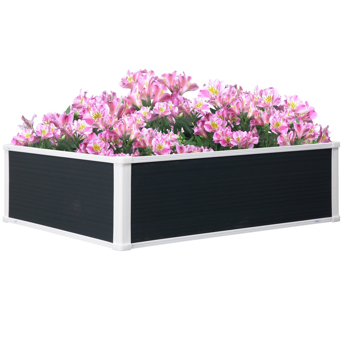 Raised Bed Flower Box Plant Box With Drainage Function For Herbs, Patio, Plastic, Grey, 100X80X30Cm