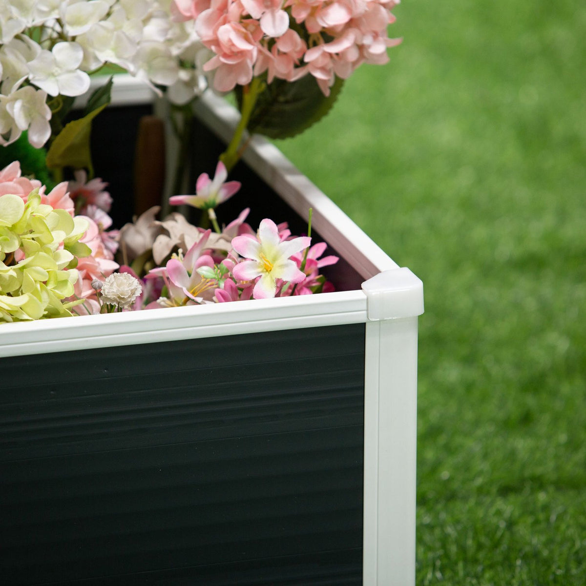 Raised Bed Flower Box Plant Box With Drainage Function For Vegetables Plastic Gray 60 X 60 X 30 Cm