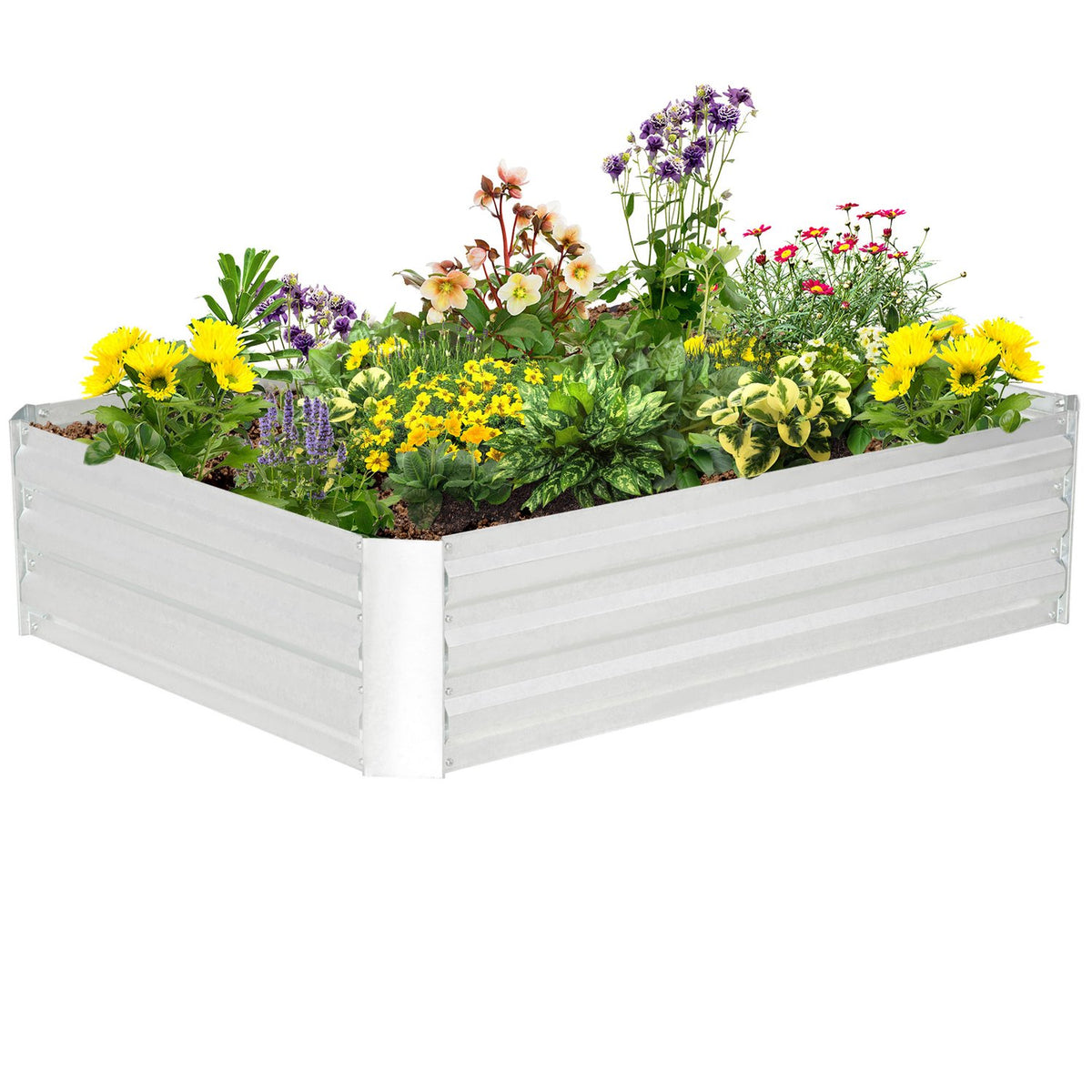 Raised Bed Made Of Galvanized Steel Garden Bed Planter For Garden Flower Box Flower Pot Silver 120 X 90 X 30 Cm