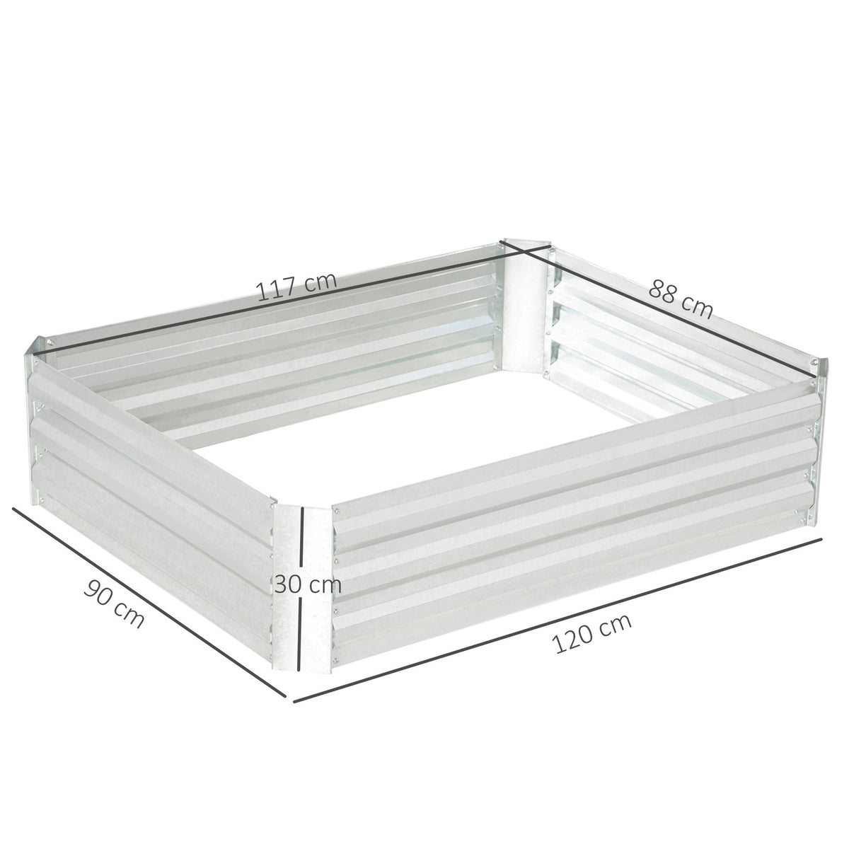Raised Bed Made Of Galvanized Steel Garden Bed Planter For Garden Flower Box Flower Pot Silver 120 X 90 X 30 Cm