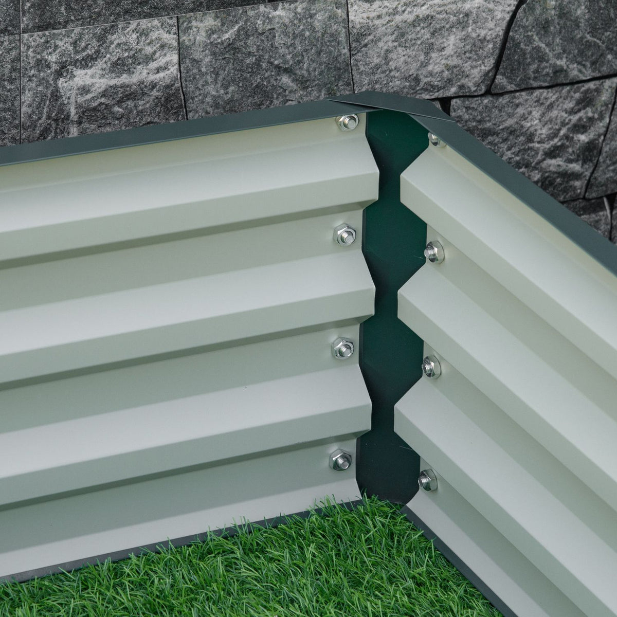 Raised Bed Made Of Steel Flower Box, Plant Box, Vegetable Bed For Garden, Patio & Balcony, Green, 120X120X30Cm