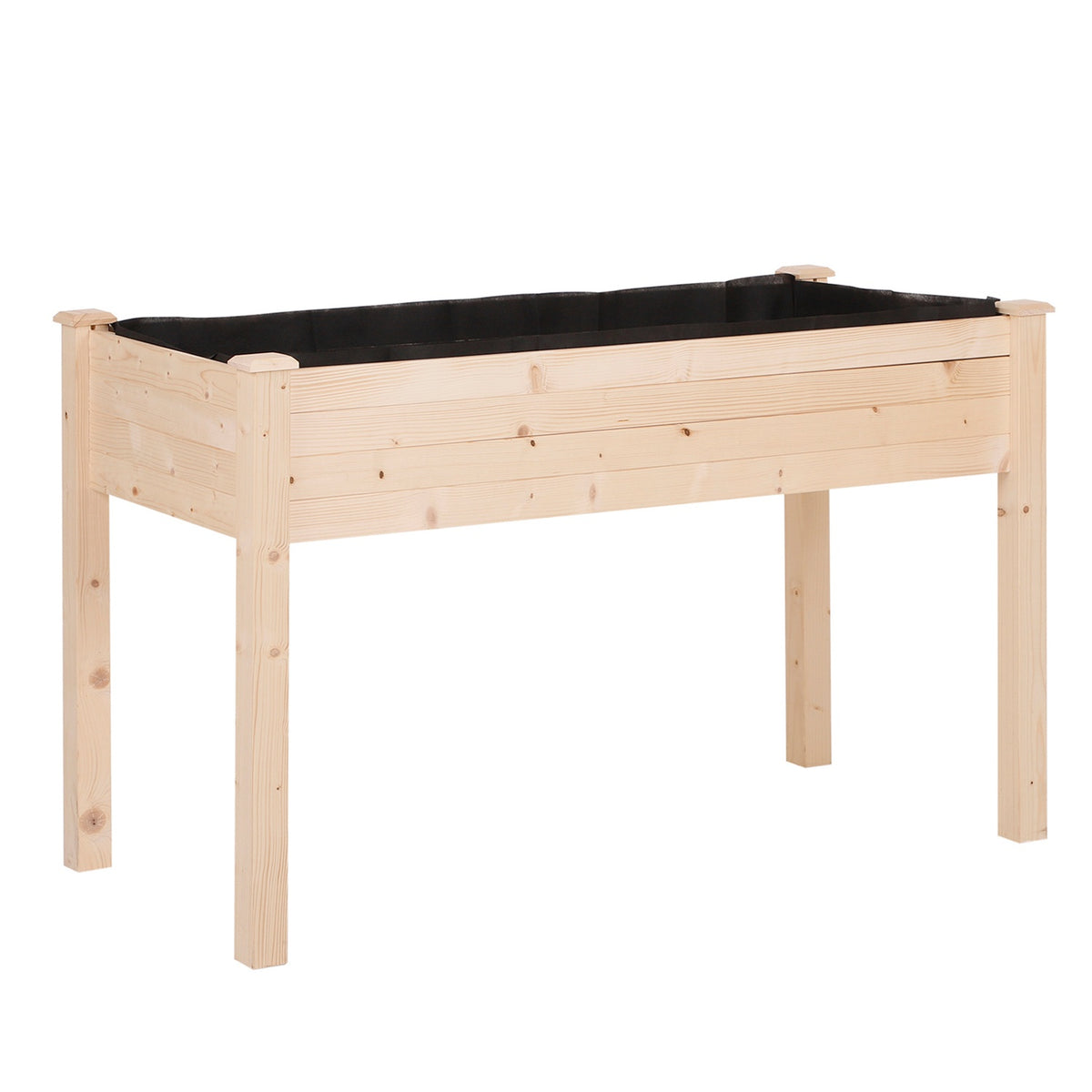 Raised Bed, Plant Box, Flower Box, Flower Pot, Herb Bed With Drainage Holes, Non-Woven Fabric Cloth, Solid Natural Wood 122.5 X 56.5 X 76 Cm