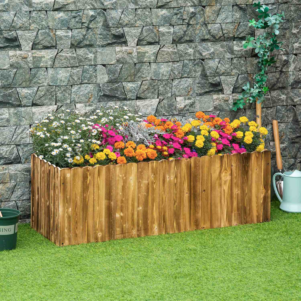 Raised Bed Planter Herb Bed Planter Vegetable Flower Bed Flower Box Fir Wood 120 X 40 X 40 Cm