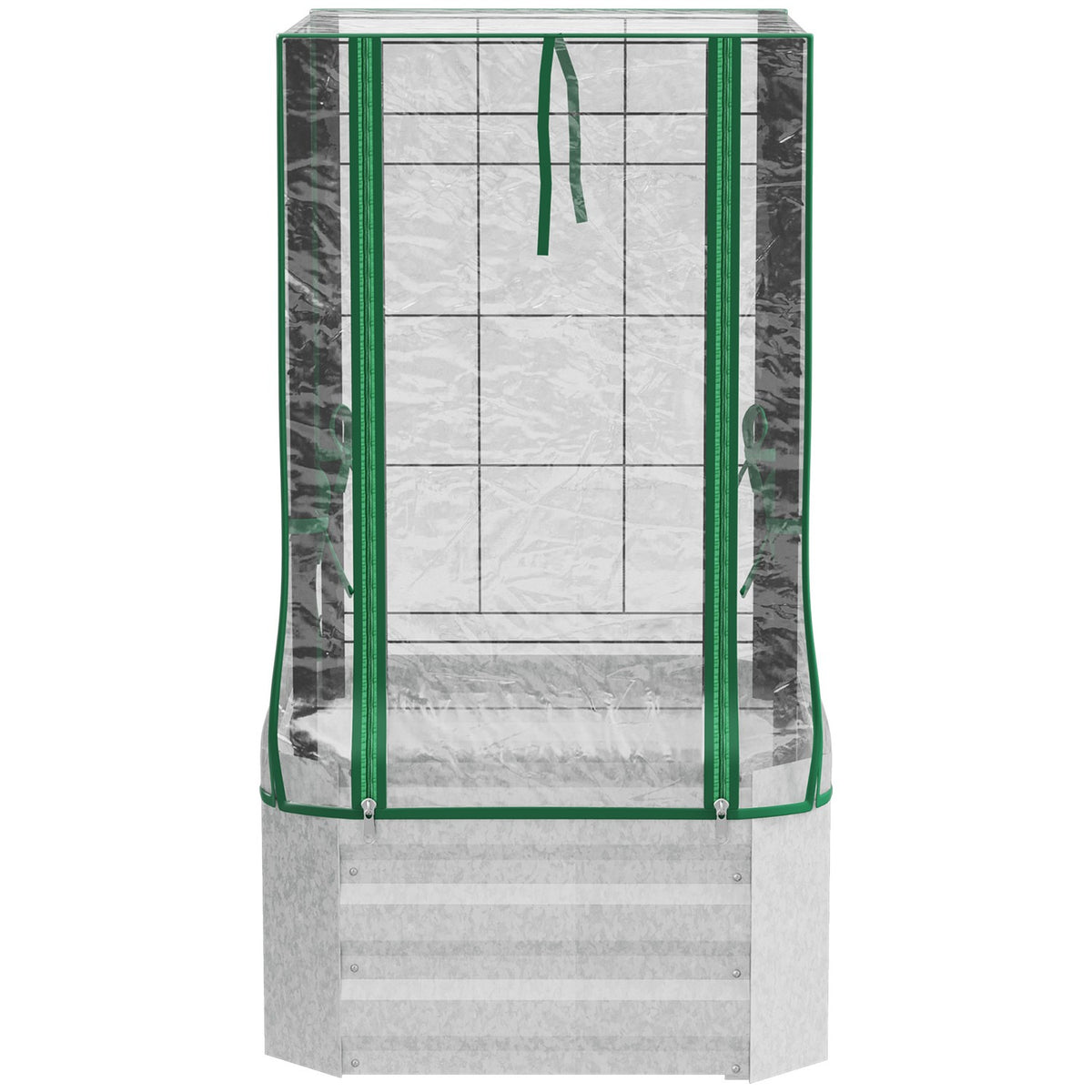 Raised Bed Set Plant Box With Plastic Cover & Trellis For Climbing Plants, 53X53X90Cm