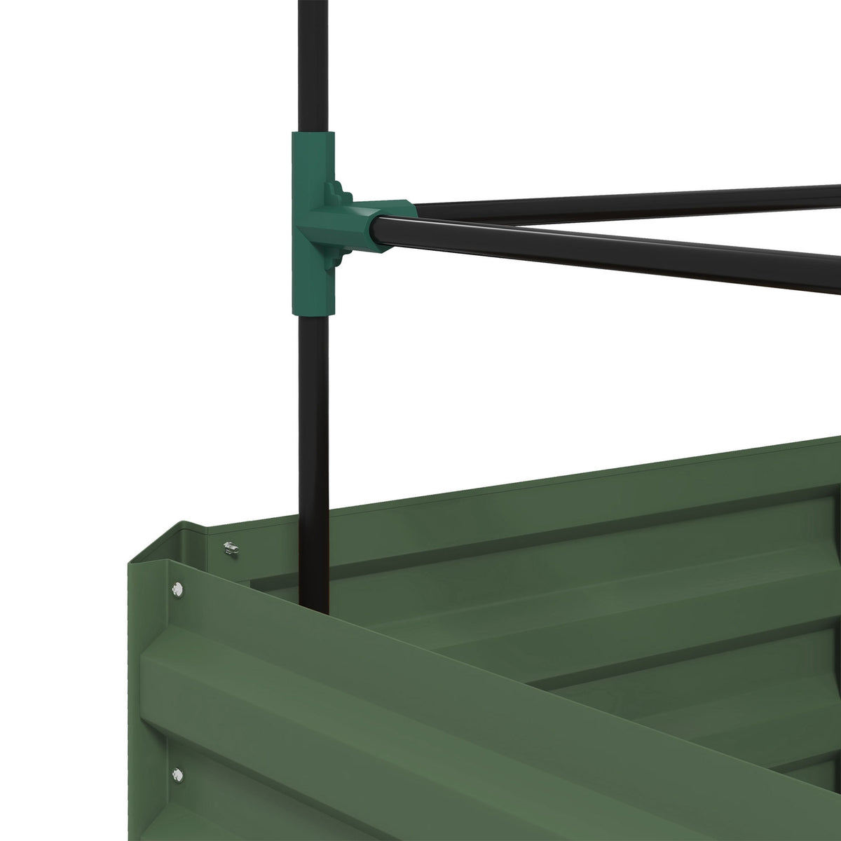 Raised Bed With Trellis, Flower Box With Open Bottom, Vegetable Bed, Plant Box, Herb Bed For Garden, Balcony, Galvanized Steel, Green