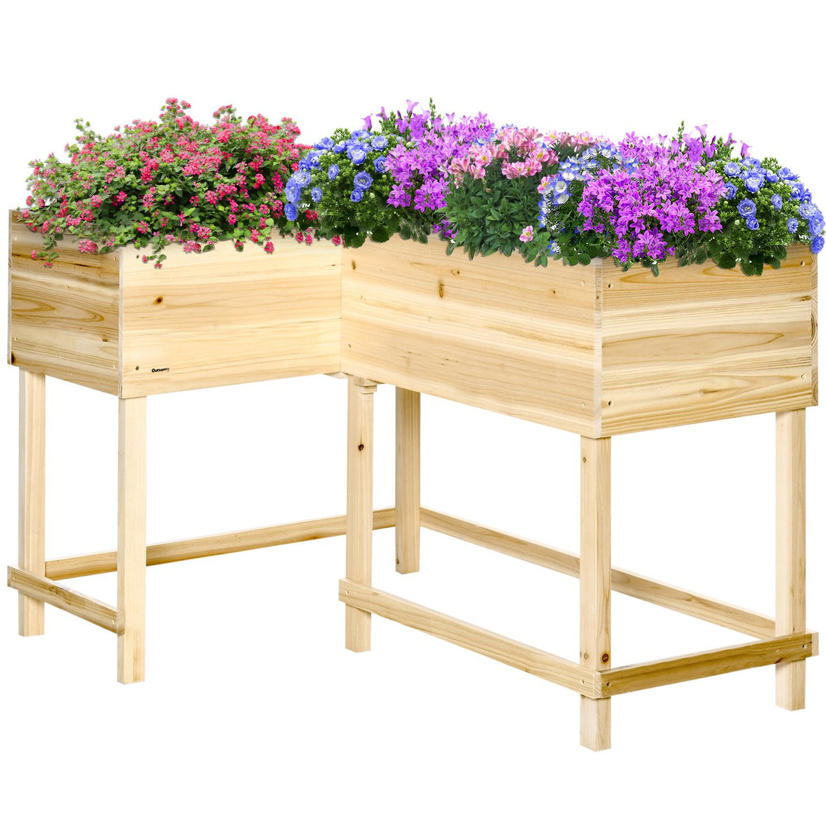 Raised Bed Wooden Plant Box With Irrigation System Non-Woven Fabric Flower Box Flower Pot Herb Bed Natural 122 X 91 X 81 Cm