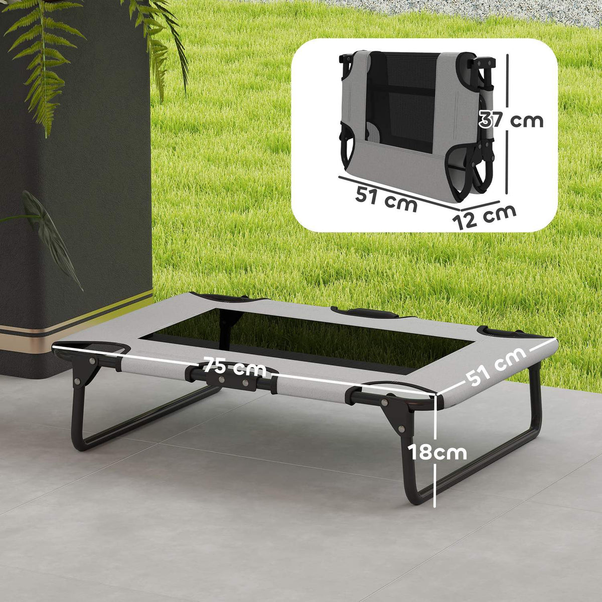 Raised Dog Bed Foldable Pet Bed Outdoor Dog Lounger with Mesh Design Breathable for Small and Medium Dogs Light Gray Oxford 75 x 51 x 18 cm |