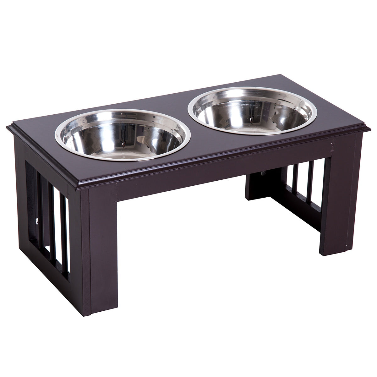Raised Dog Bowl Food Bowl Stainless Steel Bowls Pet Food Bowl Mdf Coffee 23" X 12" X 10"