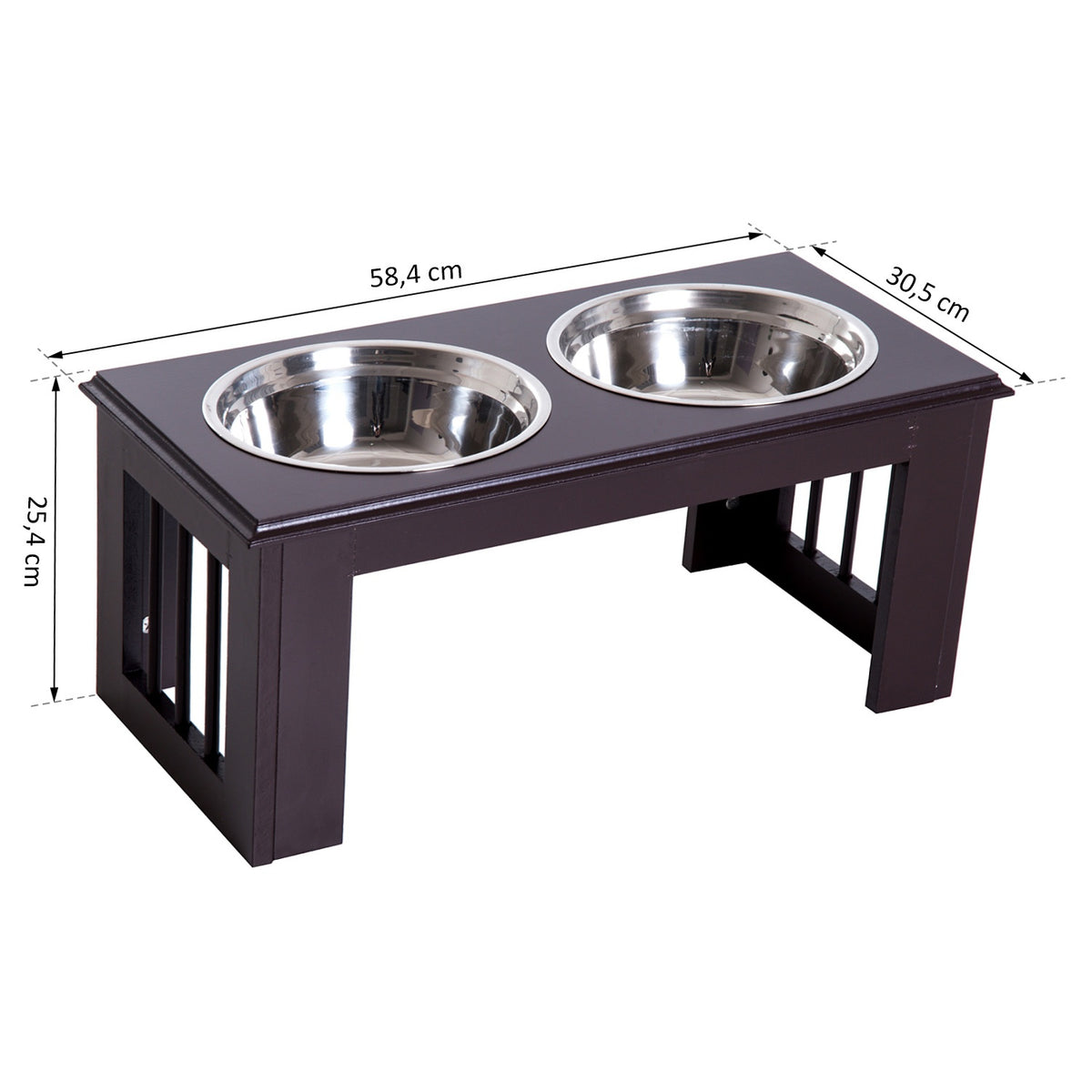 Raised Dog Bowl Food Bowl Stainless Steel Bowls Pet Food Bowl Mdf Coffee 23" X 12" X 10"