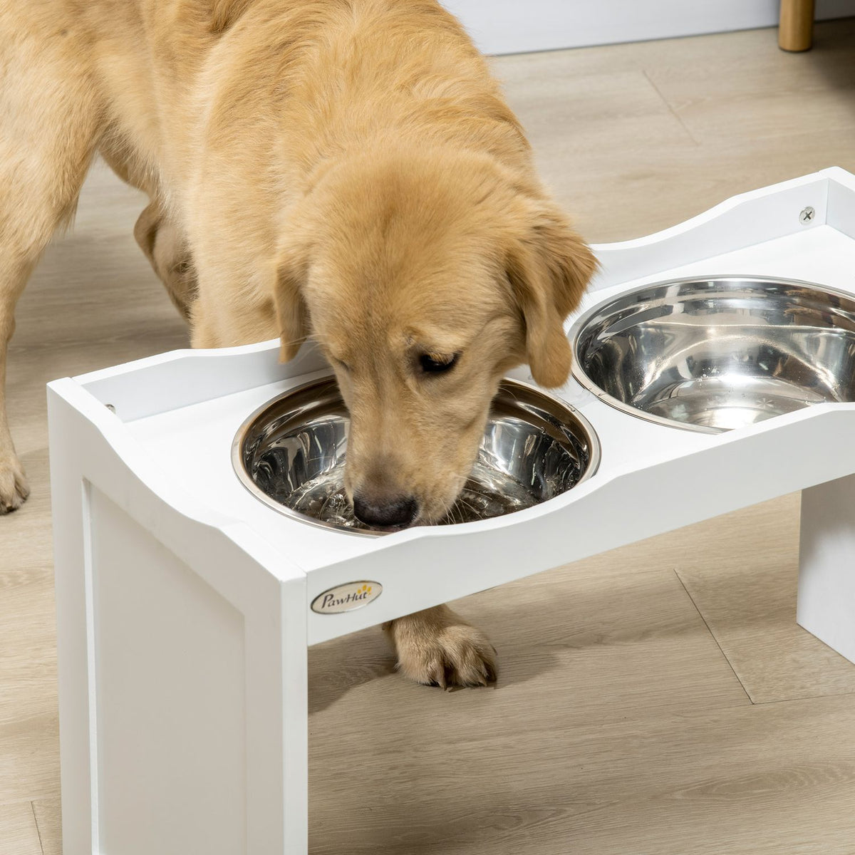 Raised Dog Bowl, Food Bowl With Raised Rim, 2 X 2L Removable Stainless Steel Dog Bowl, Feeding Bowl For Very Large Dogs, White