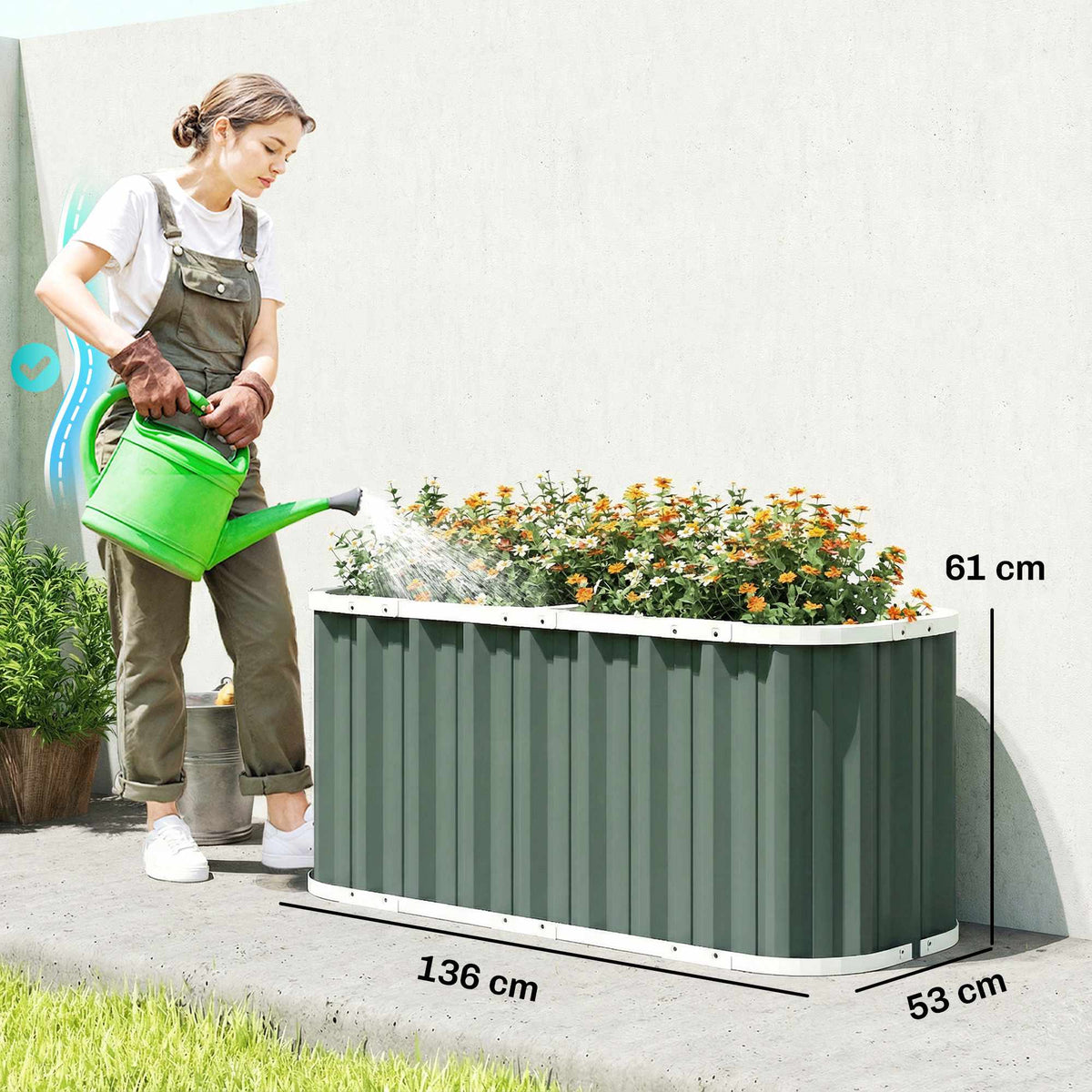 Raised Garden Bed, 61 cm Deep, Galvanized Steel