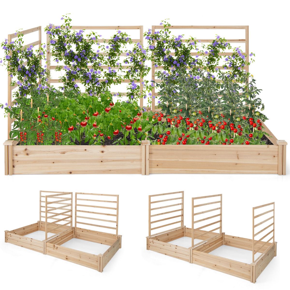 Raised Garden Bed With Trellis, Fir Wood, 222x114x110 cm