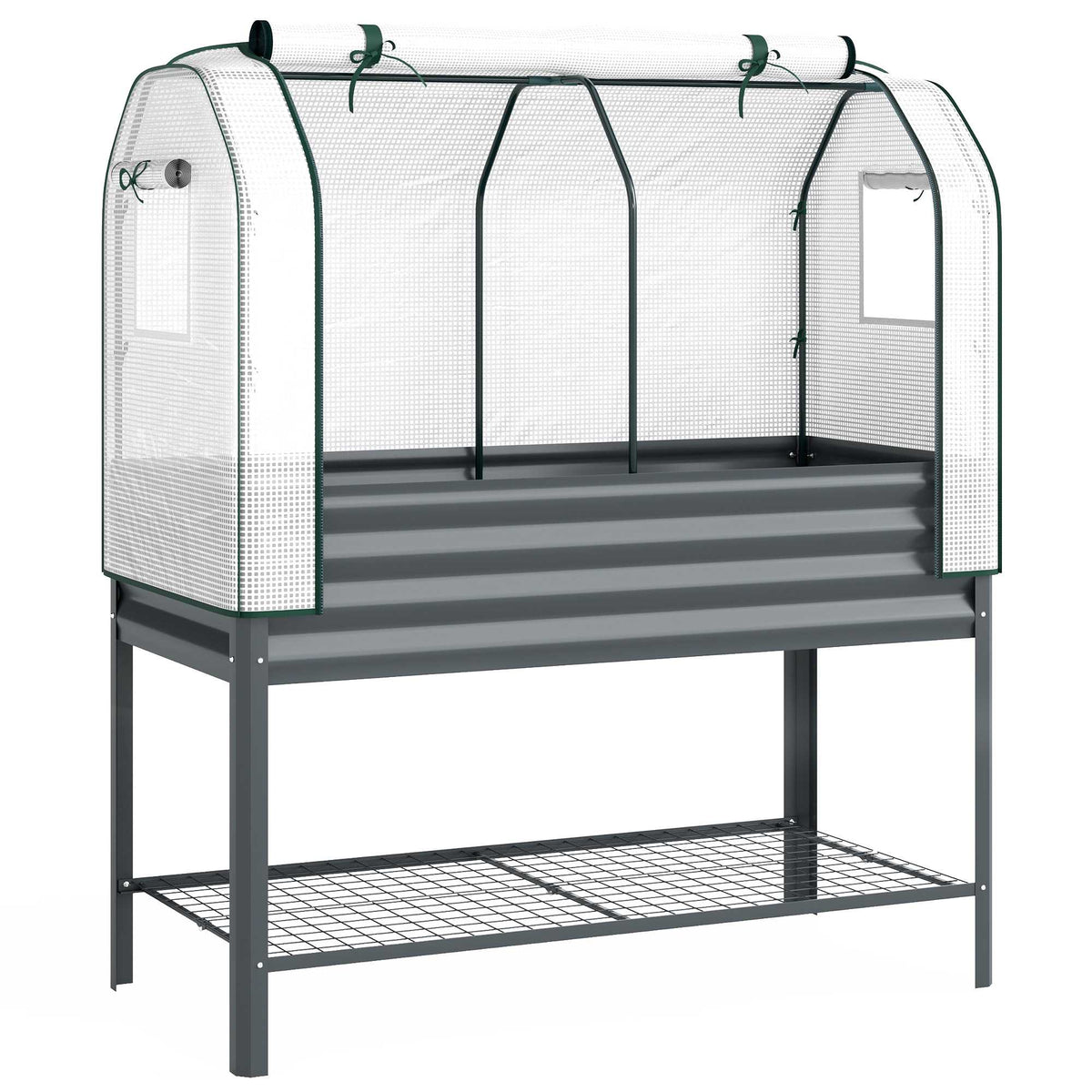 Raised Garden Bed with PE Greenhouse Cover, 120x55x140 cm