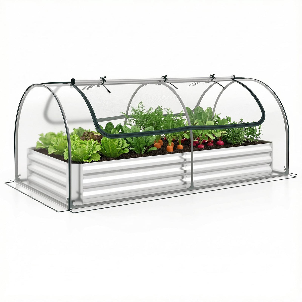 Raised Garden Bed with Removable PVC Greenhouse Cover